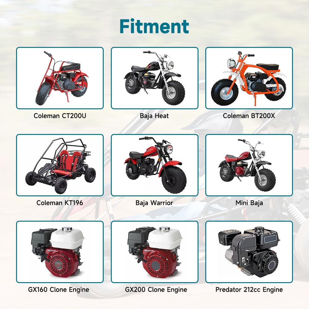 FVRITO VM22 26mm Carburetor for Predator 212cc/196cc Mini Bikes, Go Karts - Red, Model HYQ003-212, Includes 38mm Air Filter