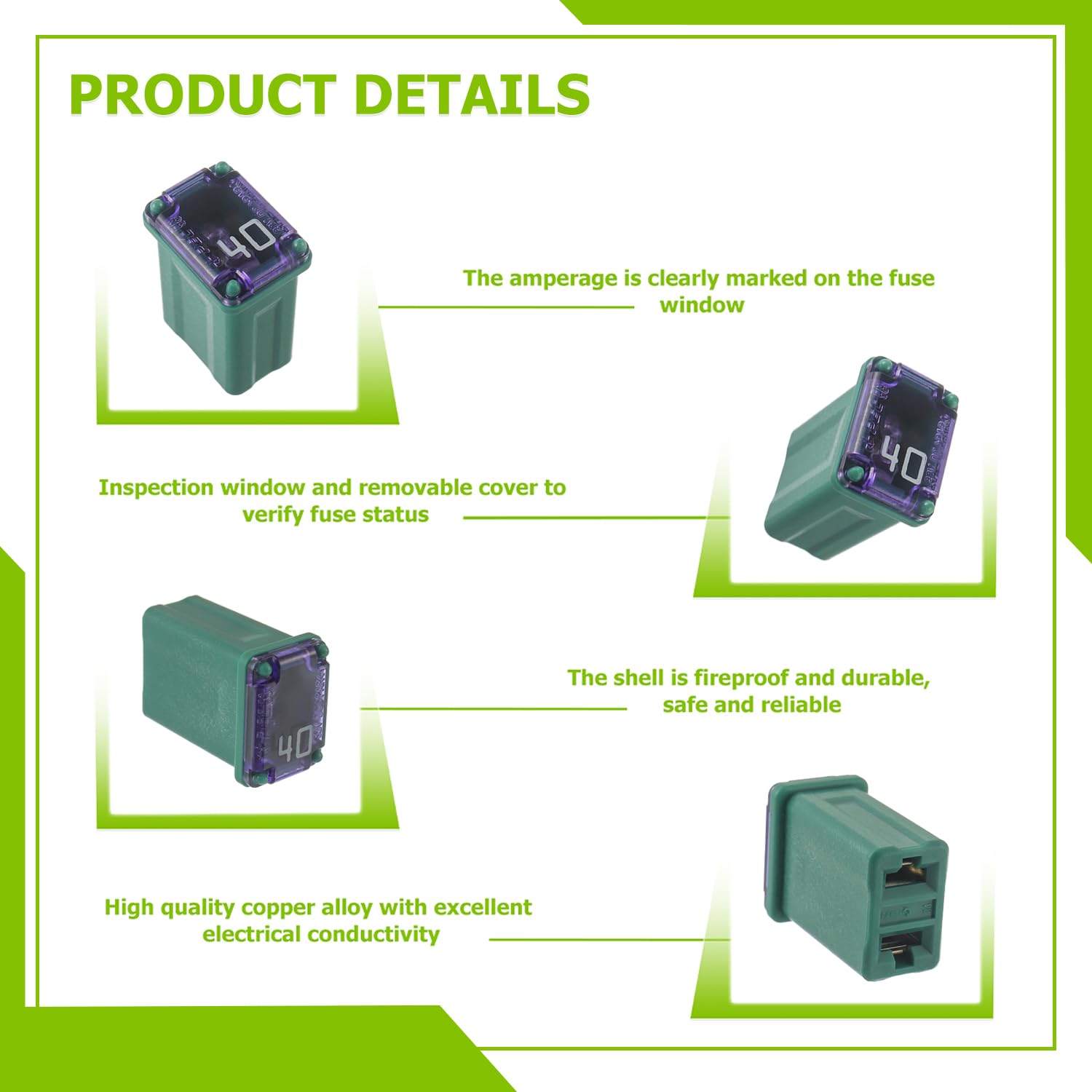 EPLZON 40A 40AMP 32V FMM MCASE 608840 Micro Cartridge Fuses Low-Profile Fuses Kit(Pack of 10pcs)