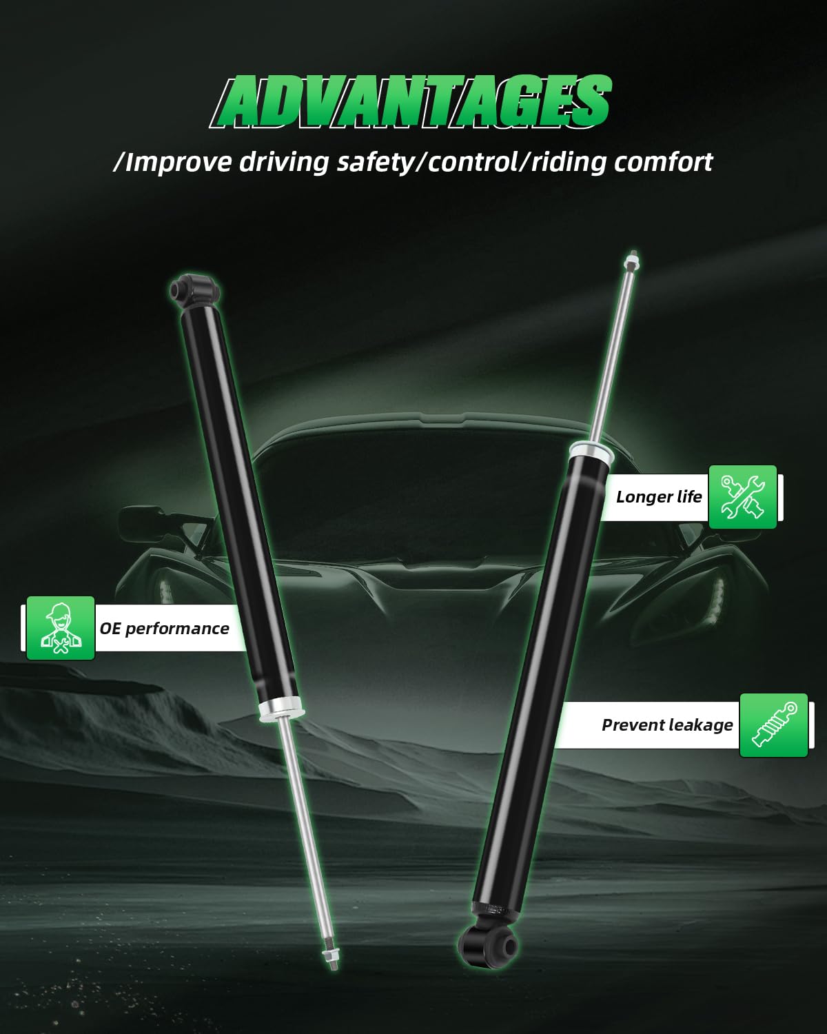 Scitoo Rear (2 Pcs) Shocks For Mazda, Shocks Absorbers Fits 2004-2009 For Mazda 3,2006-2010 For Mazda 5 With 343412 5607 Shocks