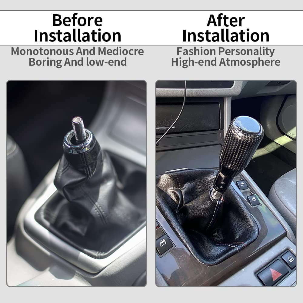 Carbon Fiber Shift Knob Long Modified Carbon Fiber Stand Head Gear Shift Knobs For Most Automobile With 3 Adapters (Carbon Fiber