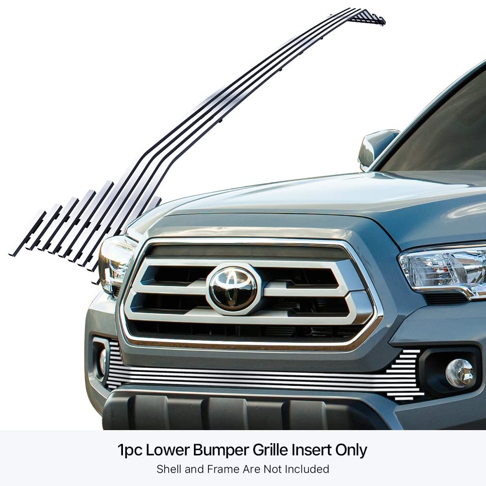 APS Compatible with Toyota Tacoma 2016-2023 Lower Bumper Stainless Steel Chrome Polished 8x6 Horizontal Billet Front Grill Grill