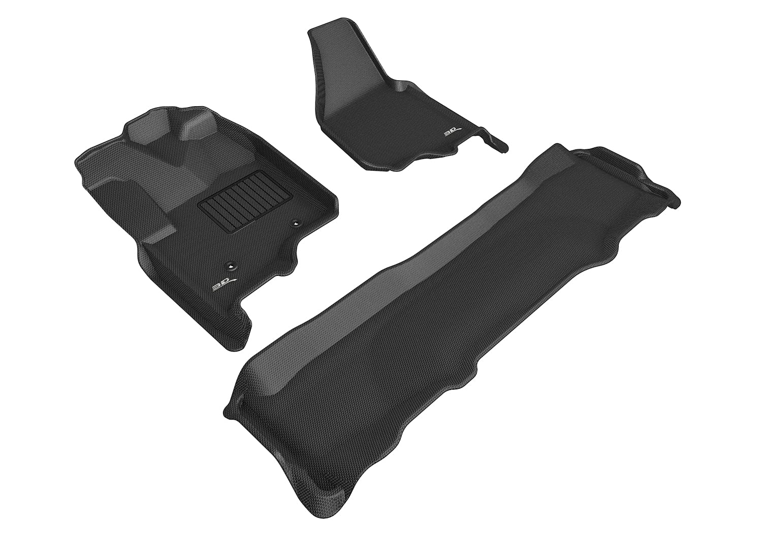 3D Maxpider Custom Fit Kagu Floor Mat (Black) Compatible With Ford F-250/F-350/F-450 Crew Cab 2012-2016 With Bucket R1 No Floor Shift With Raised Dead Pedal - R1 R2