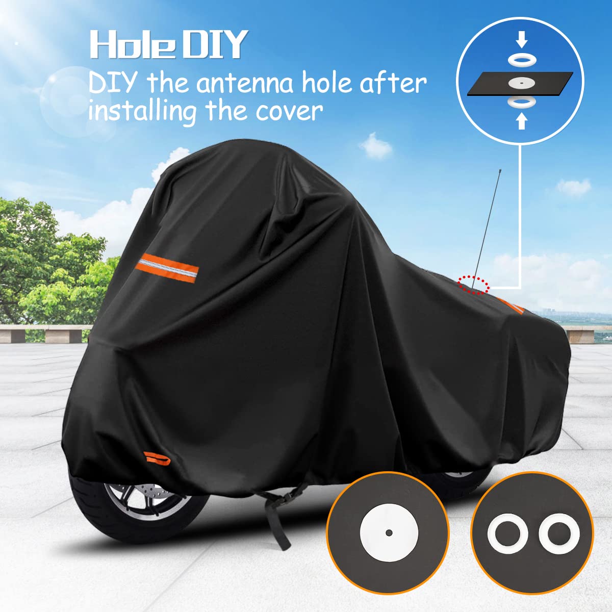 300D Motorcycle Cover for Touring Models Road King Street Glide Road Glide Outdoor Bike Cover Windproof Heavy Duty Waterproof Pr
