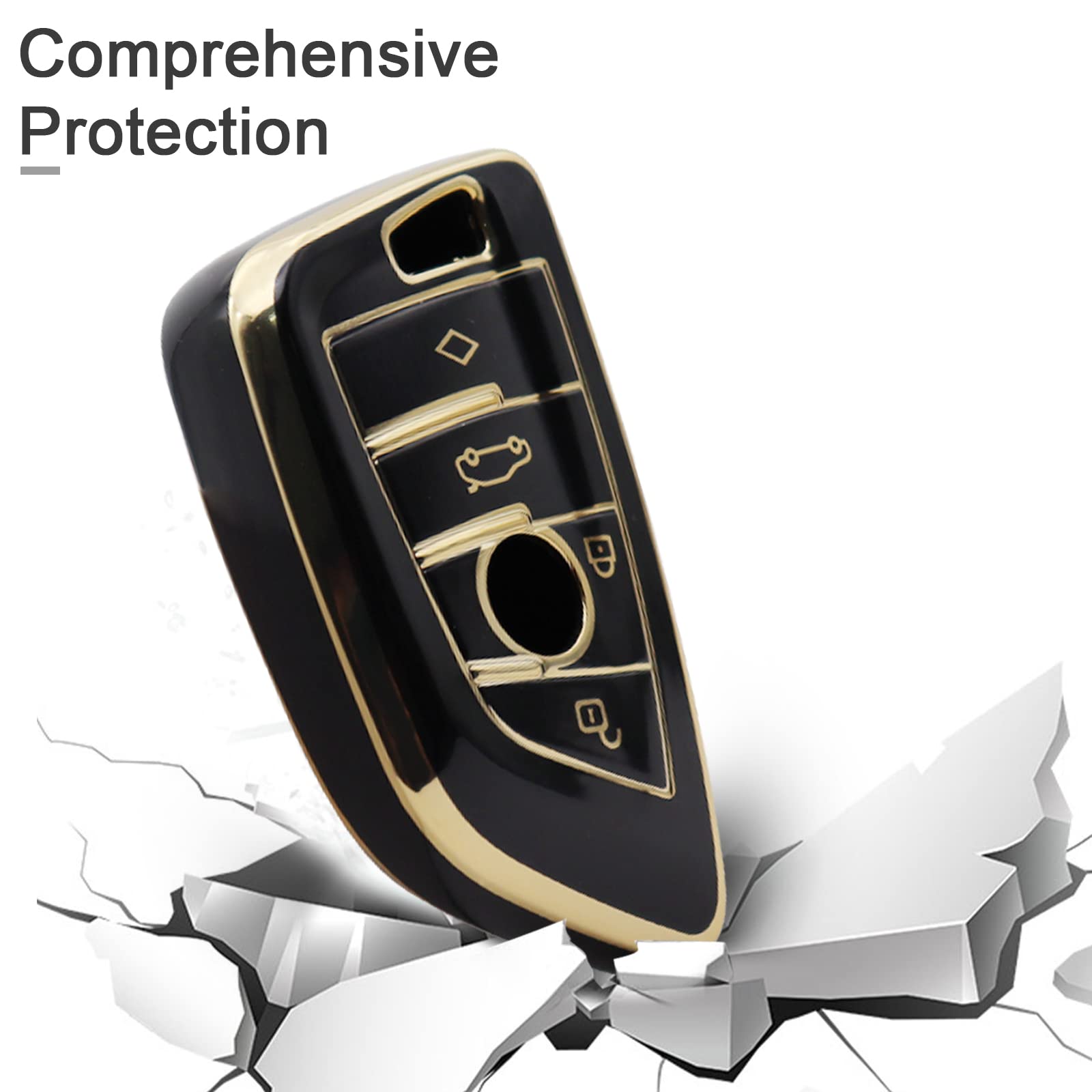 Elegananccy For Bmw Key Fob Cover Key Case Shell Rings For Bmw 2 5 6 7 Series X1 X2 X3 X5 X6 X7 Premium Anti-Dust Anti-Break Pro