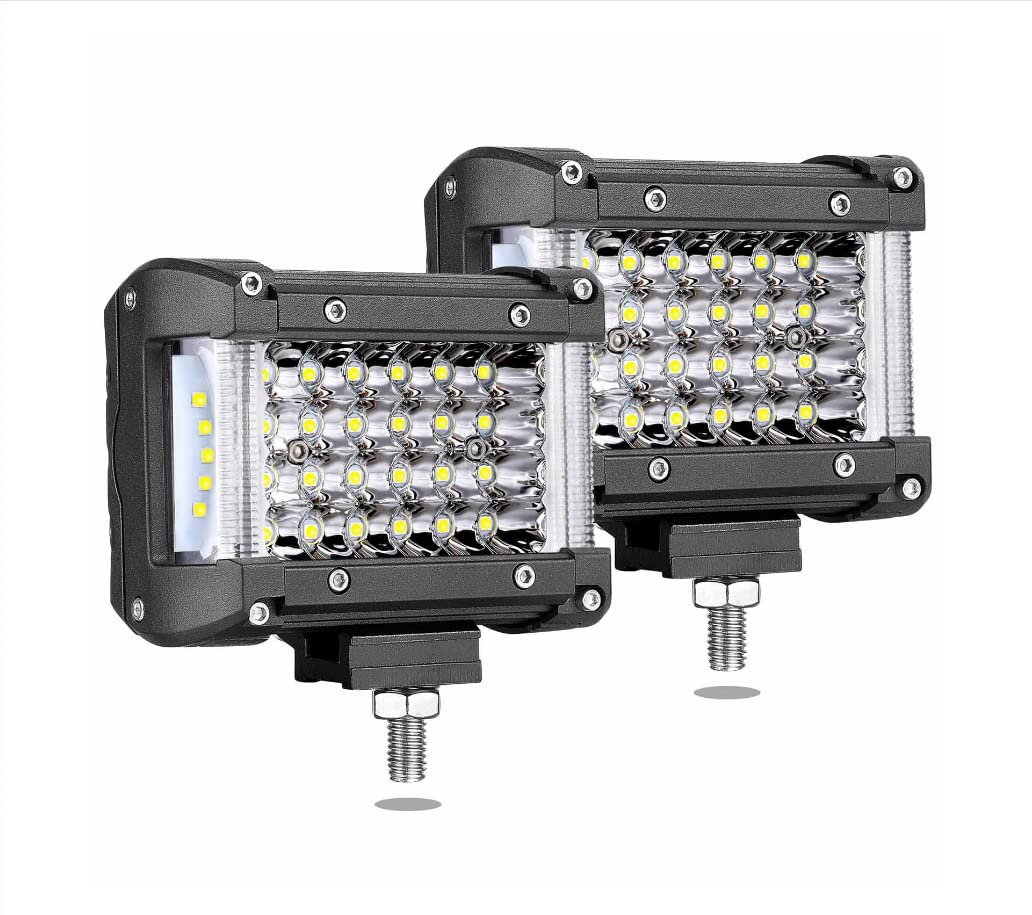 Muto-Beam Side Shooter Led Pod Lights, 2Pcs 4 Inch Quad Row Light Pods Led Fog Lights Off Road Driving Lamps Waterproof Spot Flo