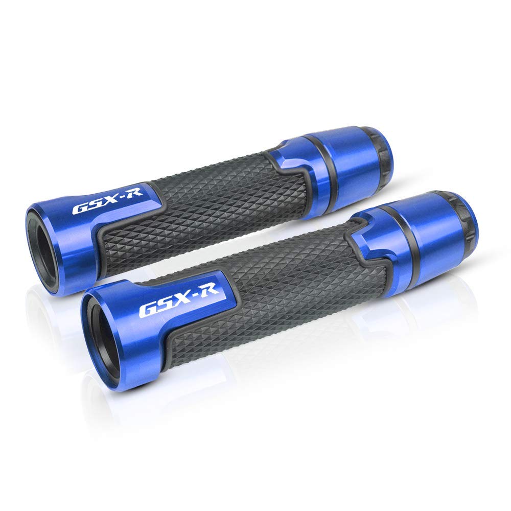 7/8'' 22Mm Motorcycle Cnc Aluminum Powersports Handlebar Grips With Grip Ends For Gsxr 125 250 300 600 750 1000 1300 Blue