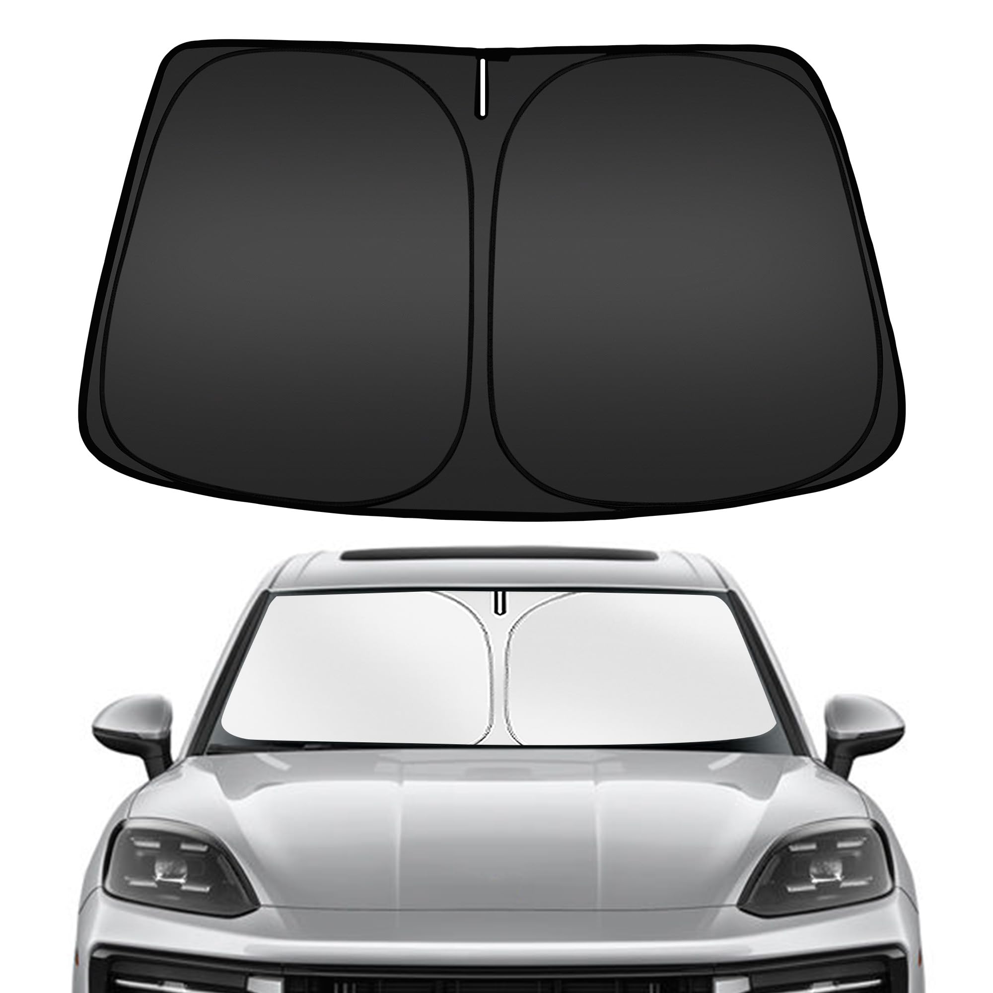 Arismotor Windshield Sun Shade For Porsche Cayenne 2019-2025, Custom Fit Foldable Front Window Sunshade Sun Visor Protector, Blo