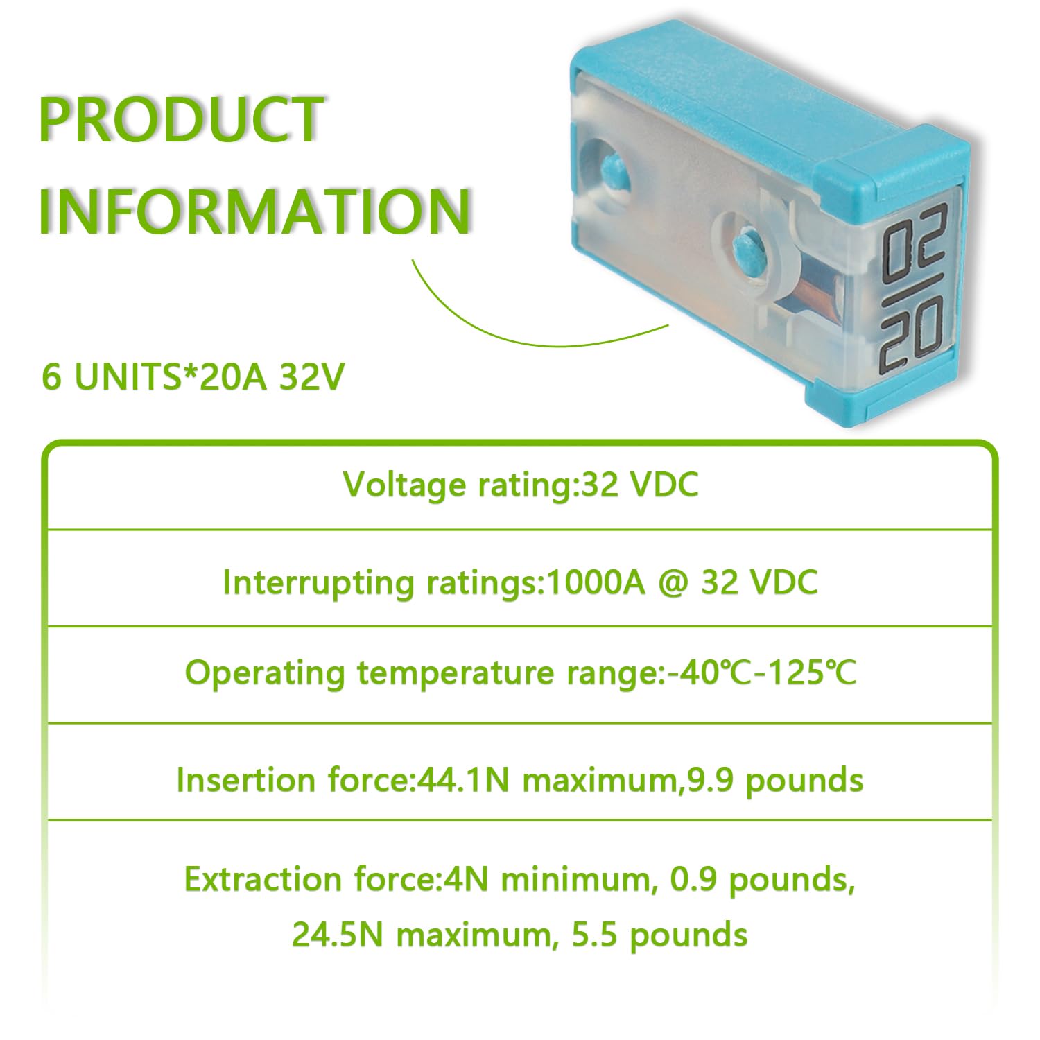 EPLZON 20A 32V Mini Automotive MCASE Shaped Cartridge Fuse Kit(Pack of 6pcs,20A)