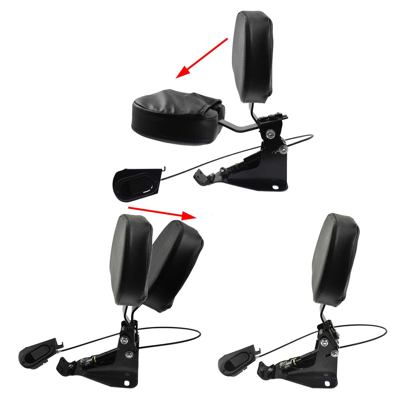 Hdbubalus Adjustable Rider Backrest Detachable Driver Backrest Pad W/Mounting Kit Fit For Harley Touring Road King Street Glide Road Glide Electra Glide Cvo Flhtk Fltrt 2009-2025 Black Arm