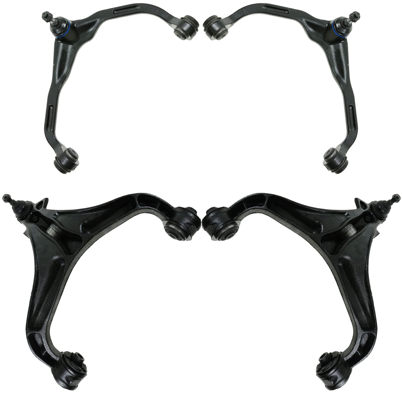 TRQ Front Upper & Lower Control Arm with Ball Joint Set Compatible with 2007-2011 Dodge Nitro 2008-2012 Jeep Liberty