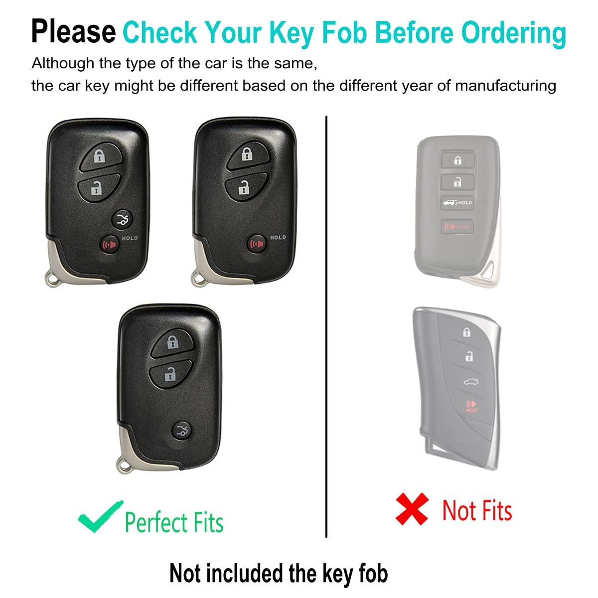 Yonufi For Lexus Key Fob Cover With Keychain Leather Remote Car Smart Key Case Holder For Rx350 Rx450H Ct200H Is250 Ls460 Gx460