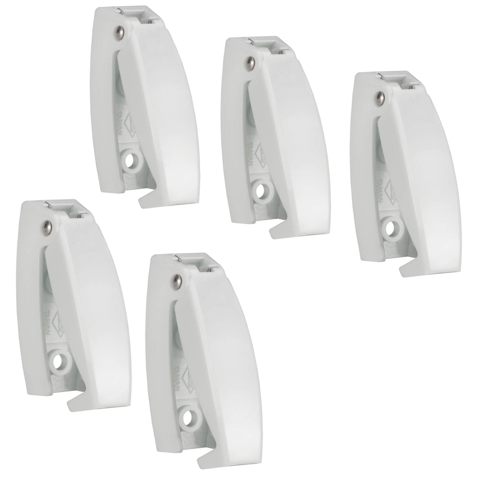 Recpro Rv White Rounded Baggage Door Catch Compartment Clips Latch | Camper Trailer Motor Home (5 Pack)