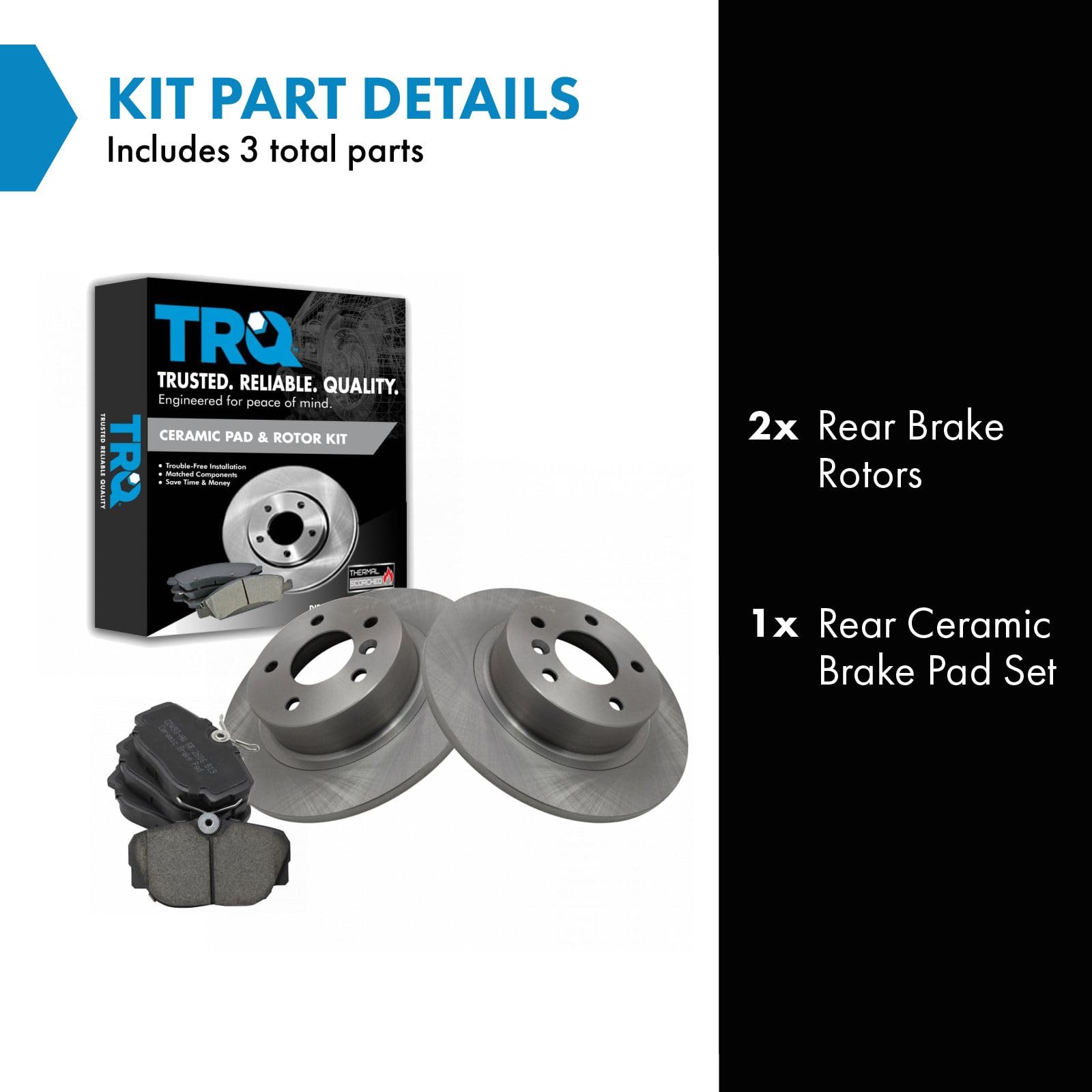 Trq Rear Brake Pad & Rotor Kit Brake Pads Brake Rotor Ceramic Compatible With 1999-2004 Land Rover Discovery 1995-2002 Range Rov