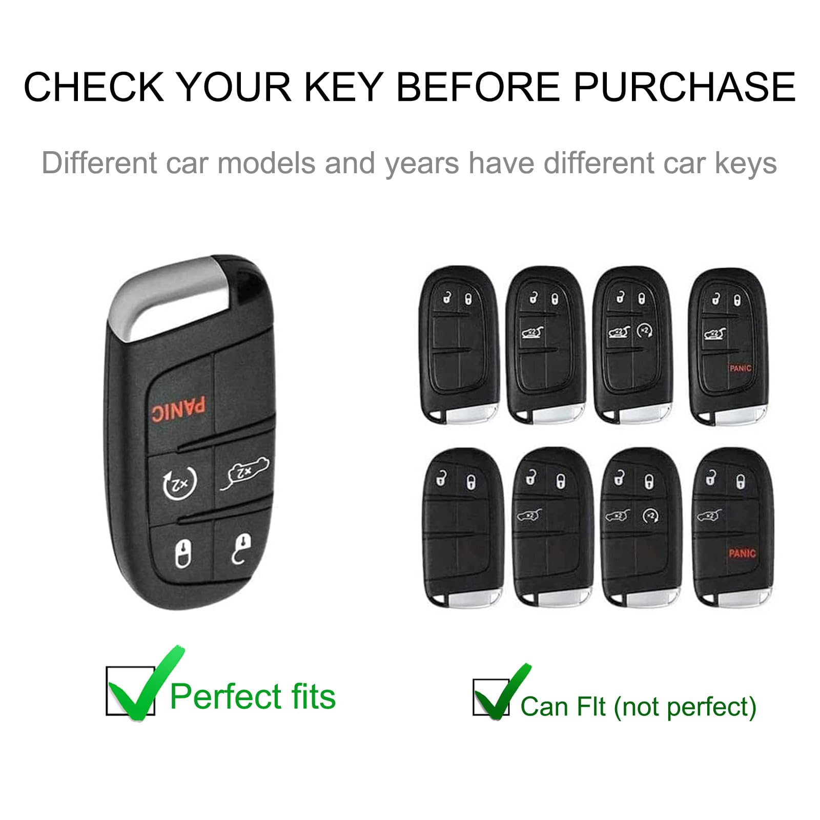 Cacarlike For Jeep Key Fob Cover With Jeep Keychain, Car Key Fob Case Compatible With Grand Cherokee Renegade Wrangler Patriot G