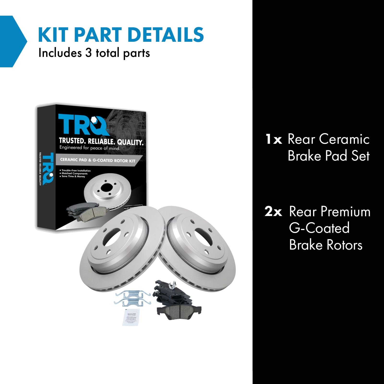 Trq Rear Brake Pad & Rotor Kit Brake Pads Brake Rotor Ceramic Premium G-Coated Compatible With 2011-2021 Dodge Durango Jeep Gran