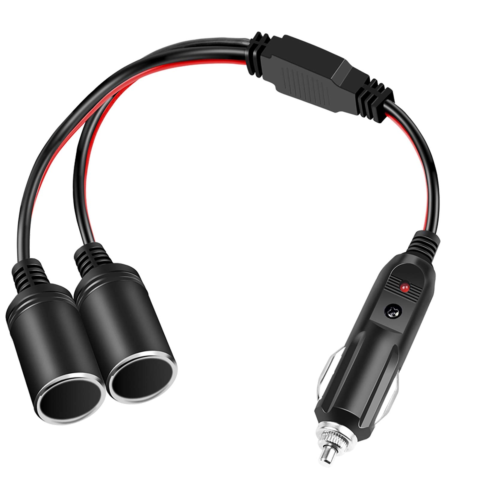 Electop 1 To 2 Car Cigarette Lighter Splitter Adapter Power Charger Port, 12V 24V Plug Socket 2-Way Splitter Y Adapter, 10 Inch 