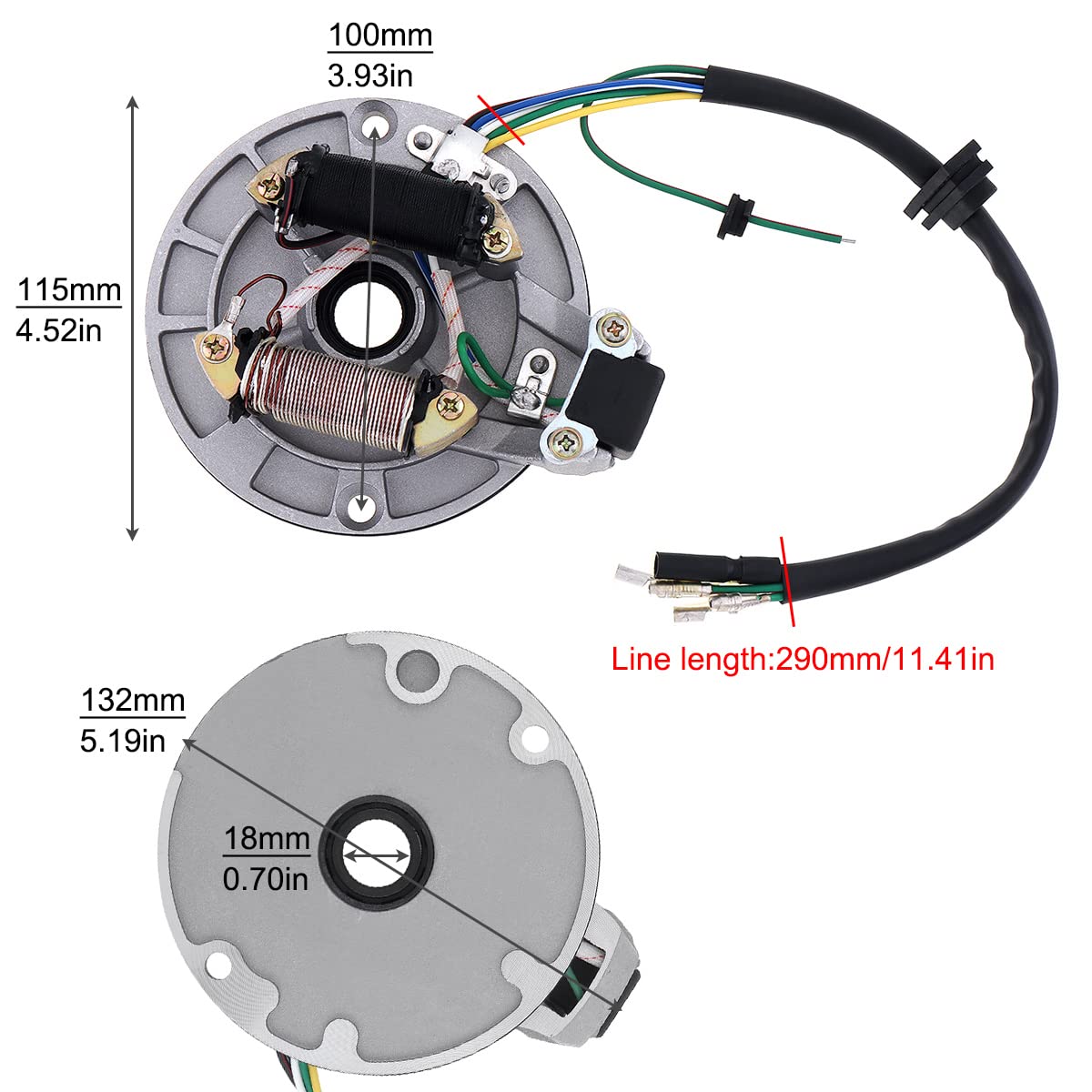 Windance 2 Coil Ignition Magneto Stator Plate for 50cc 70cc 90cc 110cc 125cc Chinese Dirt Bike Taotao Kazuma SSR Baja ATV Quad 4