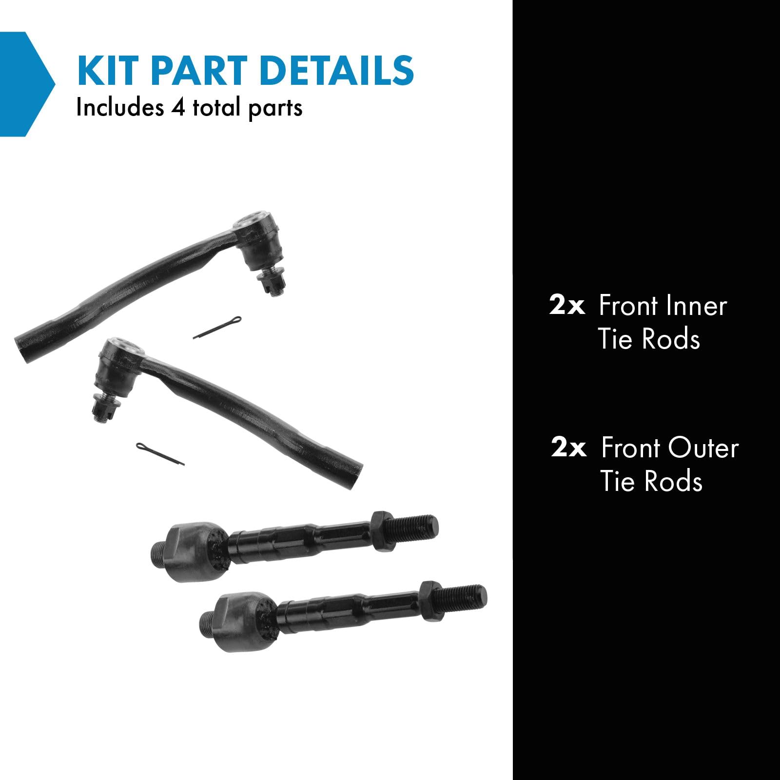 Trq Front Tie Rod Set Compatible With 2006-2011 Honda Civic