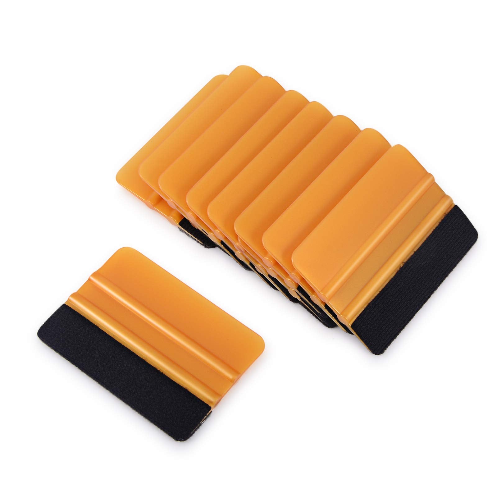 Ehdis 10Pcs Vinyl Squeegee Felt Edge Squeegee 4 Inch Car Vinyl Scraper Decal Applicator Window Tint Tool With Black Fabric Felt Edge Wallpaper Smoothing Tools -Gold