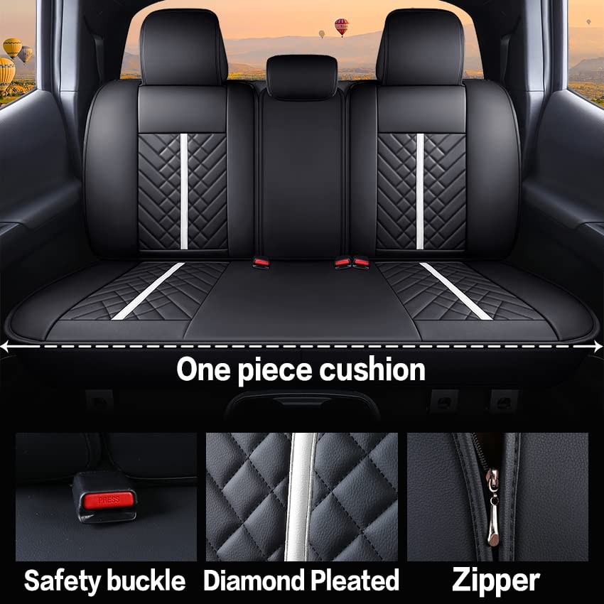 Tomatoman Tacoma Truck Rear Seat Covers 2005-2023 2024 Access Double Cab TRD Sport Offroad Limited SR5 V6 Back Car Cushions(Rear