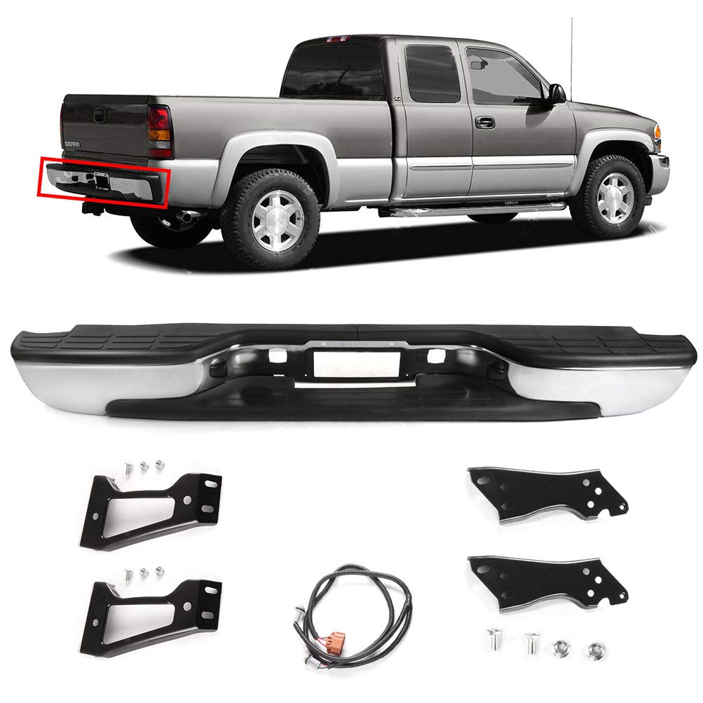 OCPTY Rear Bumper w/License Plate light Fit 1999-2006 for Chevrolet Silverado 1500, 2007 for Chevrolet Silverado 1500 Classic, 1