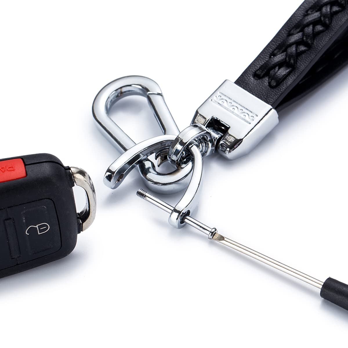 Universal Men & Women Pu Leather Keychain Accessories Metal Car Key Chain Ring, Pink