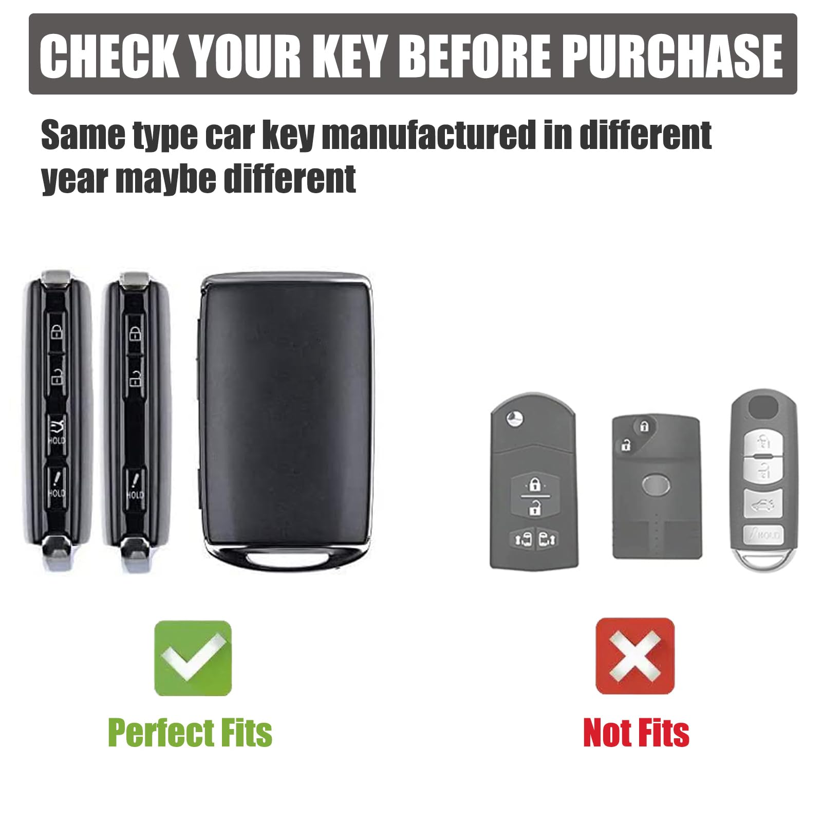 Gematay Mazda Key Fob Cover With Keychain Lanyard, 3-4 Button Smart Remote Protector Shell For Mazda 3, Cx-5, Cx-30