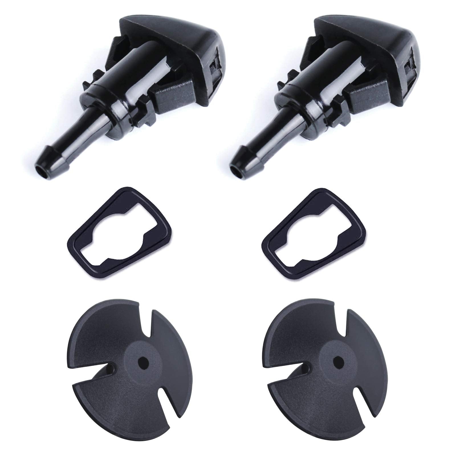 Xislet 2 Pack Front Windshield Washer Nozzles Compatible With Jeep, Dodge Ram, Chrysler Pt Cruiser Replaces Oem #: 5113049Aa, 4805742Ab - Included Hood Insulation Retainers
