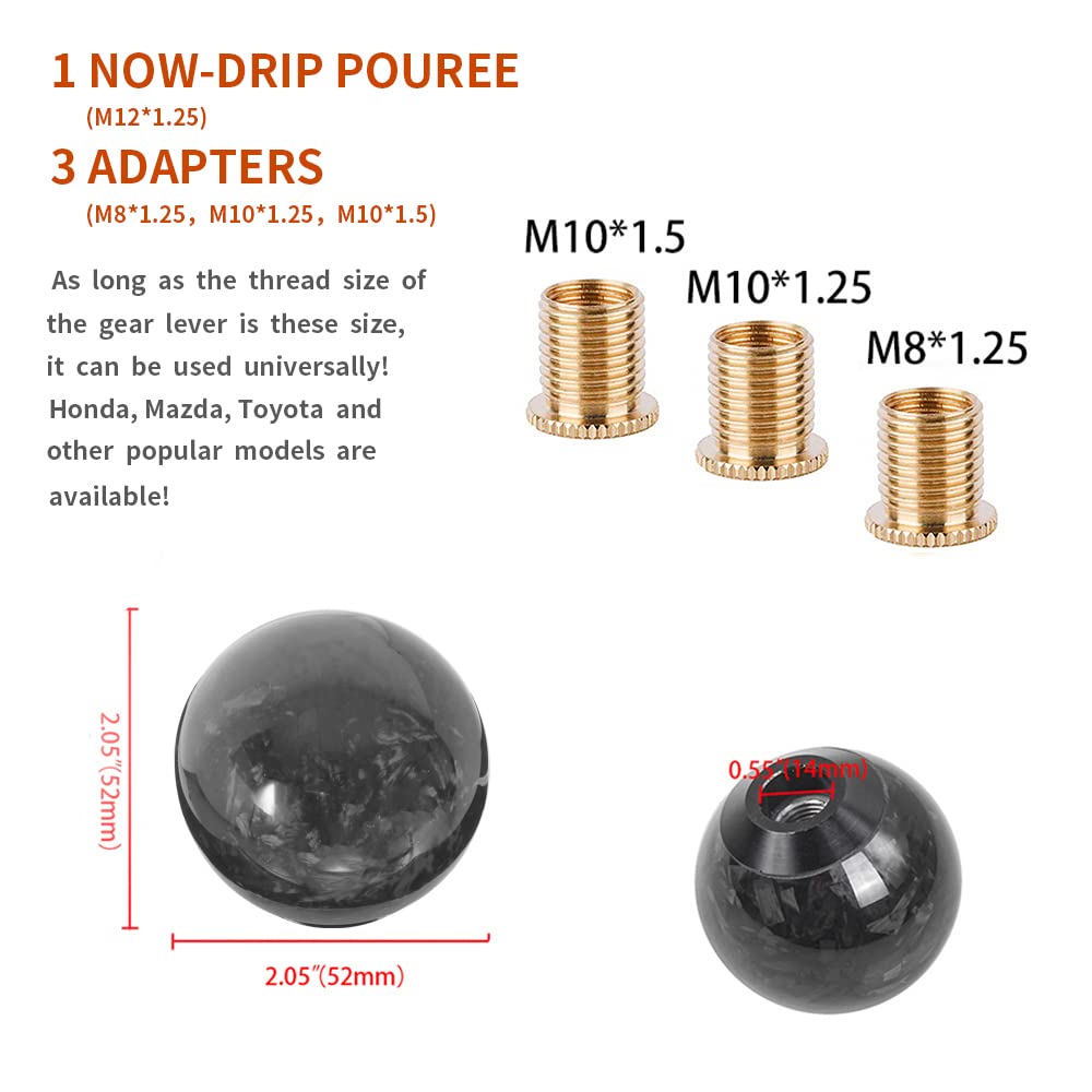 muge racing Forged Carbon Fiber Shift Knob - Spherical Type, Universal Fit, Black, Model SFN096
