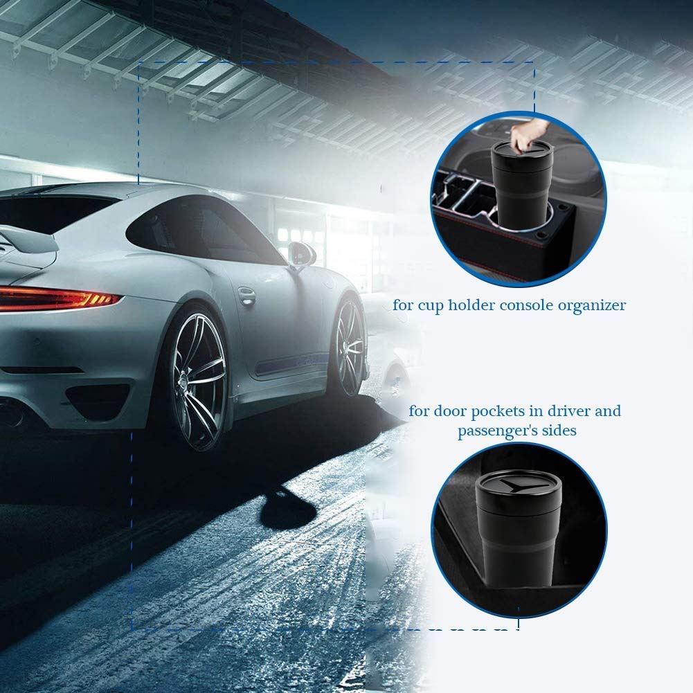 Fiotok Car Trash Can With Lid, Mini Auto Garbage Can Leakproof Vehicle Trash Bin Fits Cup Holder In Console Or Door For Automotive Car, Home, Office, Kitchen, Dinning Room 2 Packs