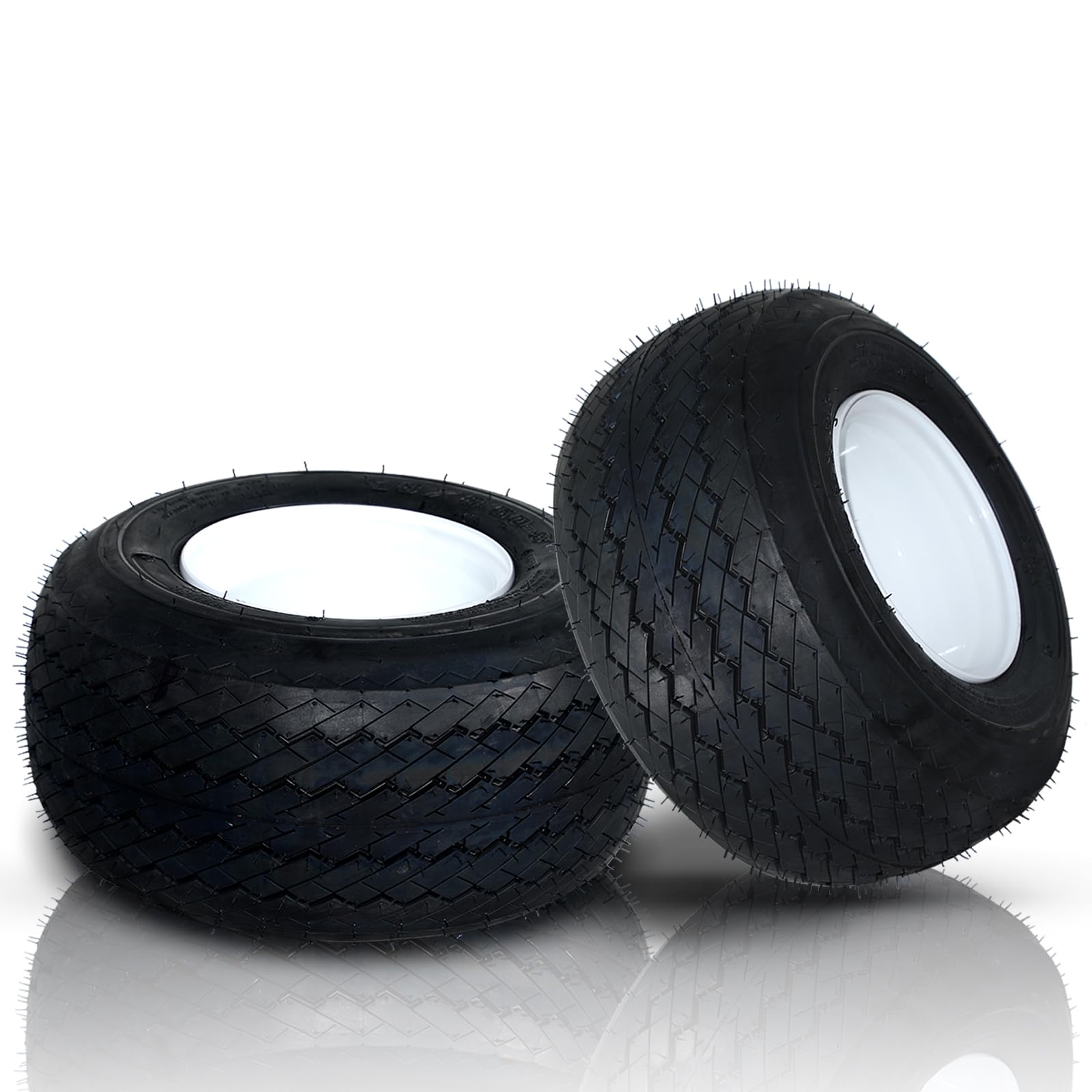 MOTOOS 18x8.50-8 Golf Cart Tires & Rims 18x8.5x8 Lawn Mower Tires 4 Ply Load Range B 4 Lug 4'' Center, 2.83'' Center Bore,White 