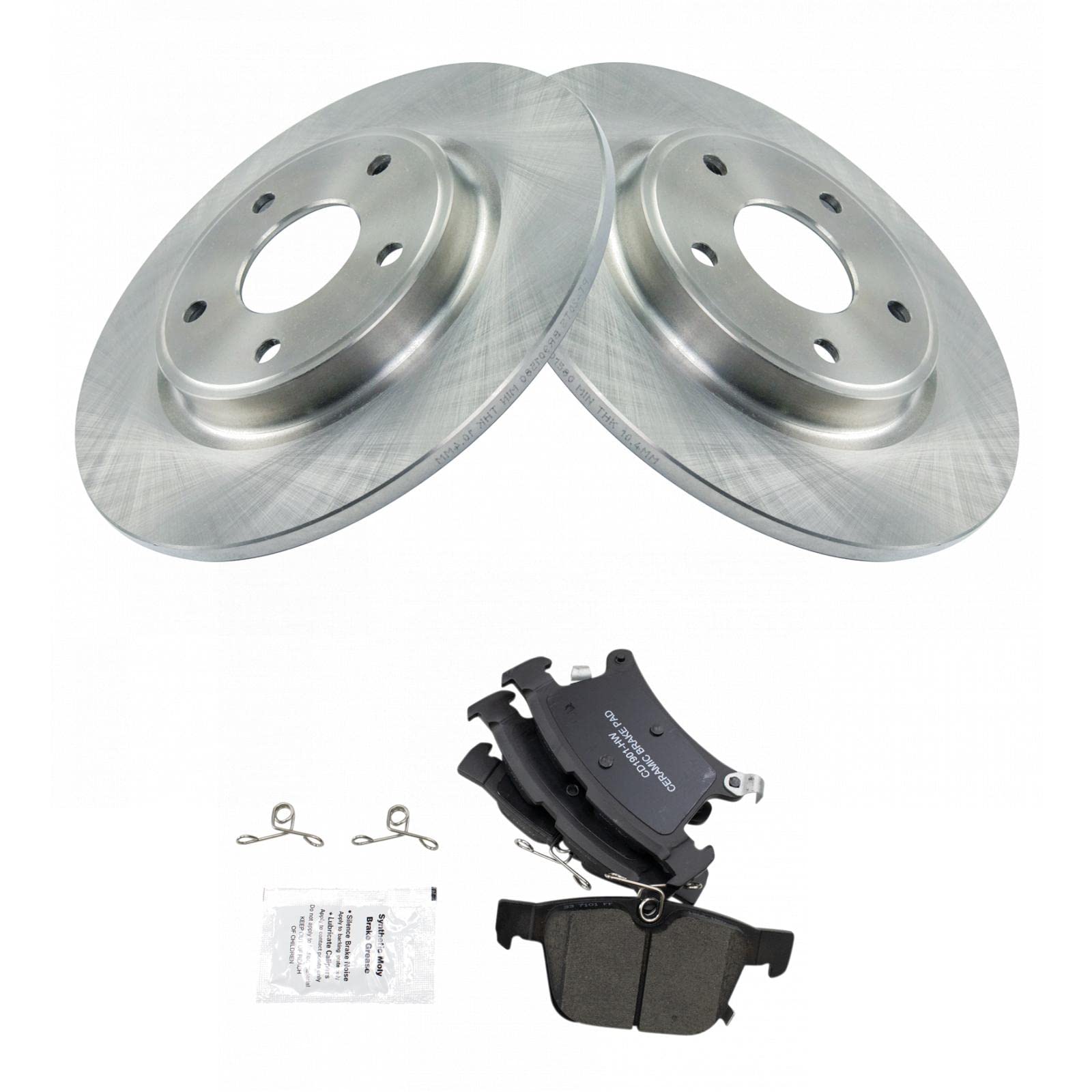 TRQ Rear Brake Pad & Rotor Kit Brake Pads Brake Rotor Ceramic Compatible with 2017-2019 Chrysler Pacifica