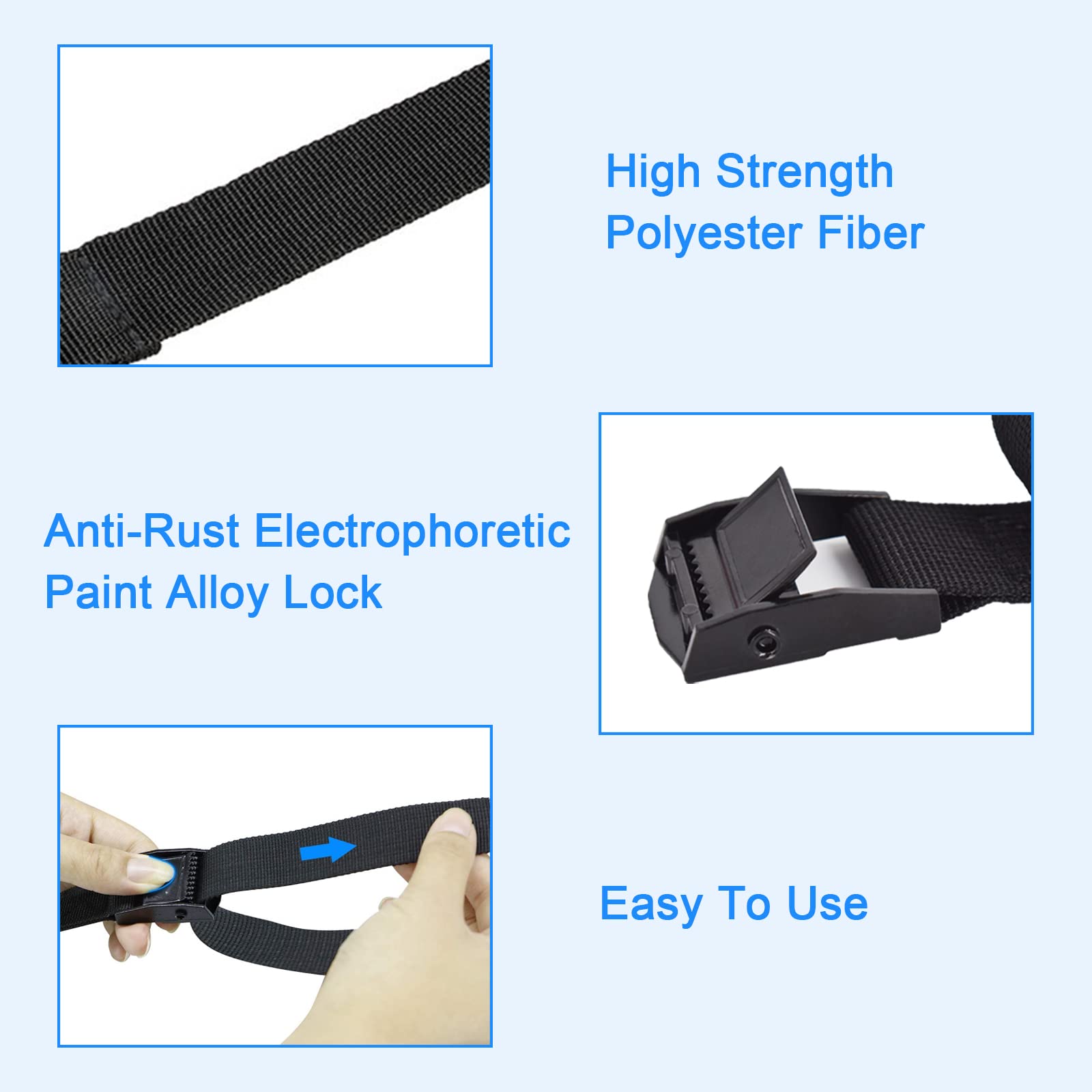 Rio Direct 4Pcs Tie Down Straps, Heavy Duty Lashing Straps Adjustable Cam Buckle Tie-Down Straps For Motorcycle, Cargo, Trucks,T