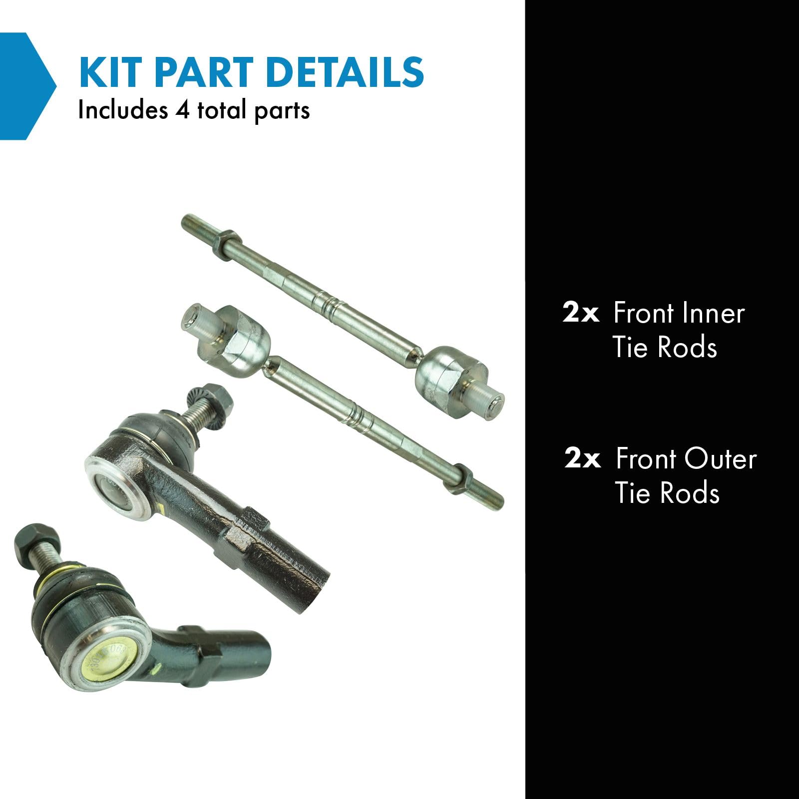 Trq Inner & Outer Tie Rods Lh & Rh Kit Set Of 4 For Vw Jetta Golf Eos Tiguan Cc Audi