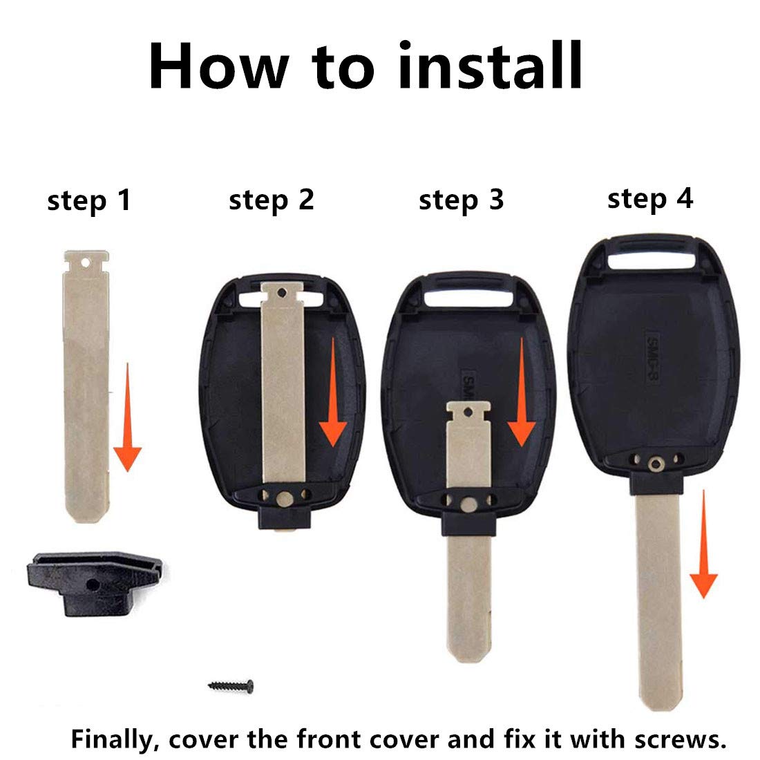 New 4 Button Key Fob Shell Case Fit For Honda Civic Accord Ex Pilot Fit Keyless Entry Remote Key Housing Replacement With Screwdriver (3+1Button 1Pcs)