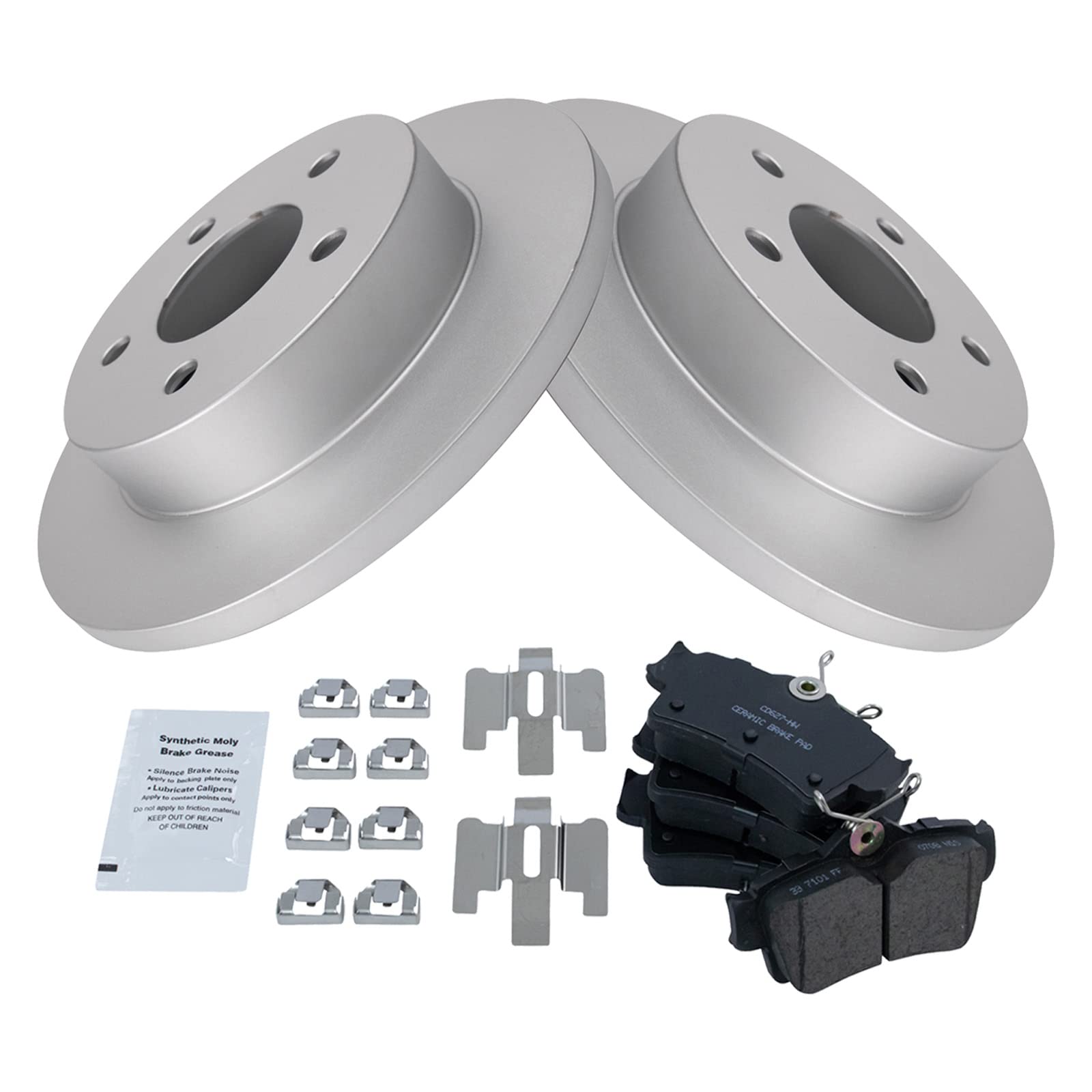 Trq Brake Pad & Rotor Kit Ceramic Premium G-Coated Rear Compatible With 1994-2004 Ford Mustang