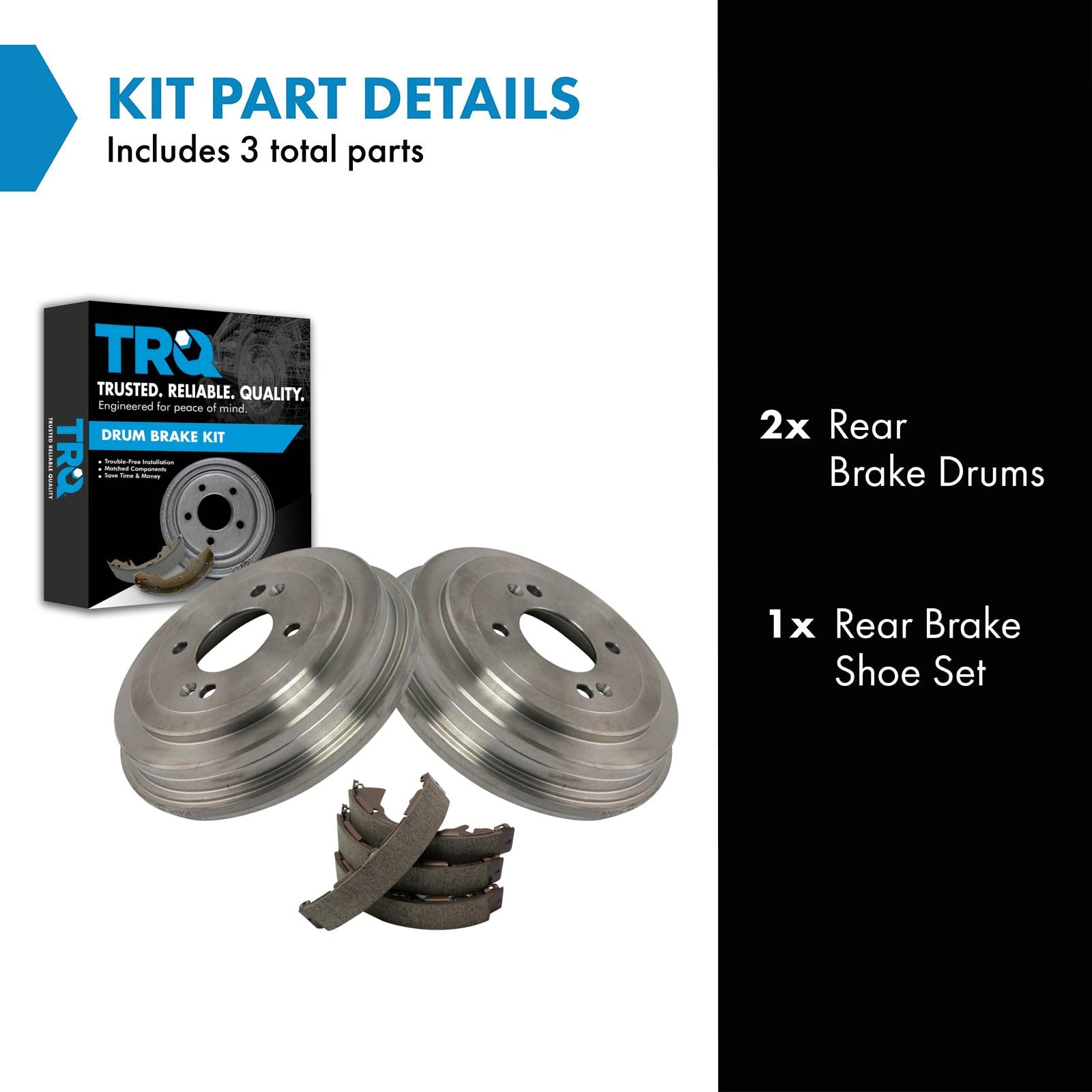 TRQ Rear Brake Drum & Shoe Kit Set for 2006-2011 Hyundai Accent / 2006-2011 Kia Rio / 2006-2011 Kia Rio5