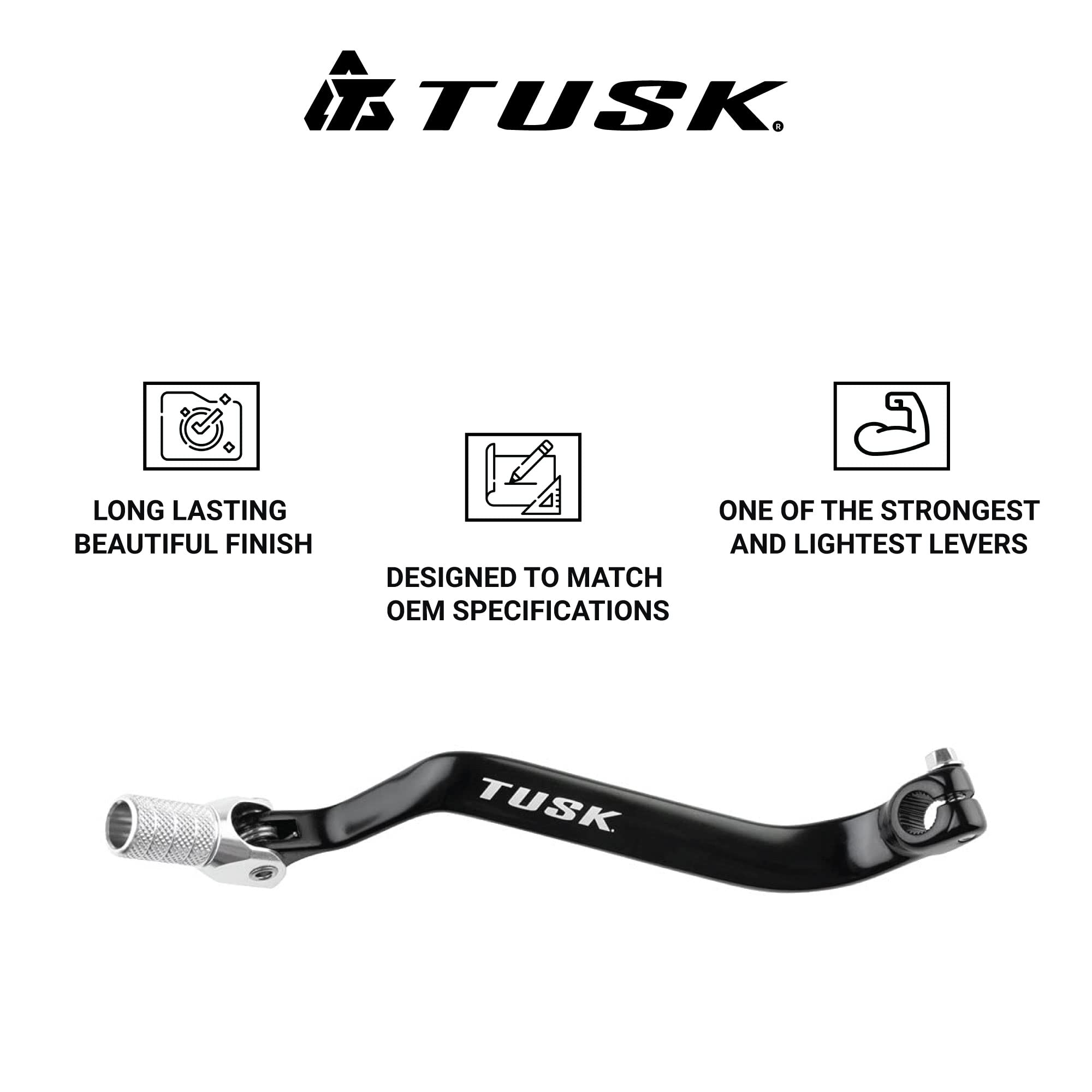 Tusk Folding Shift Lever +10Mm Black/Silver Tip - Fits: Kawasaki Klr650 1987-2018