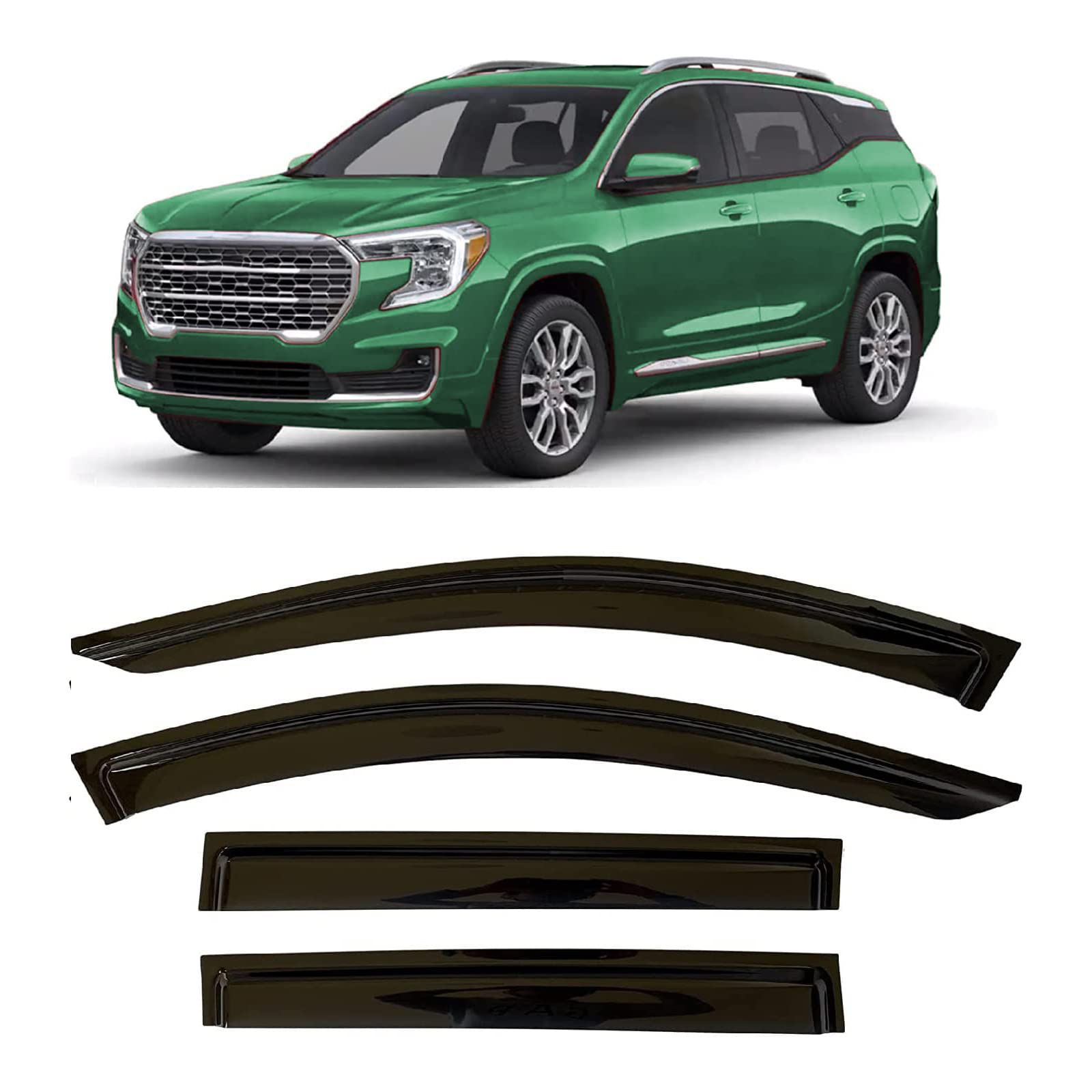 Zzdsnj Tape-On Windows Visor 4-Piece For 2017-2023 Gmc Acadia Rain Guards Shield Shade Smoke 94263