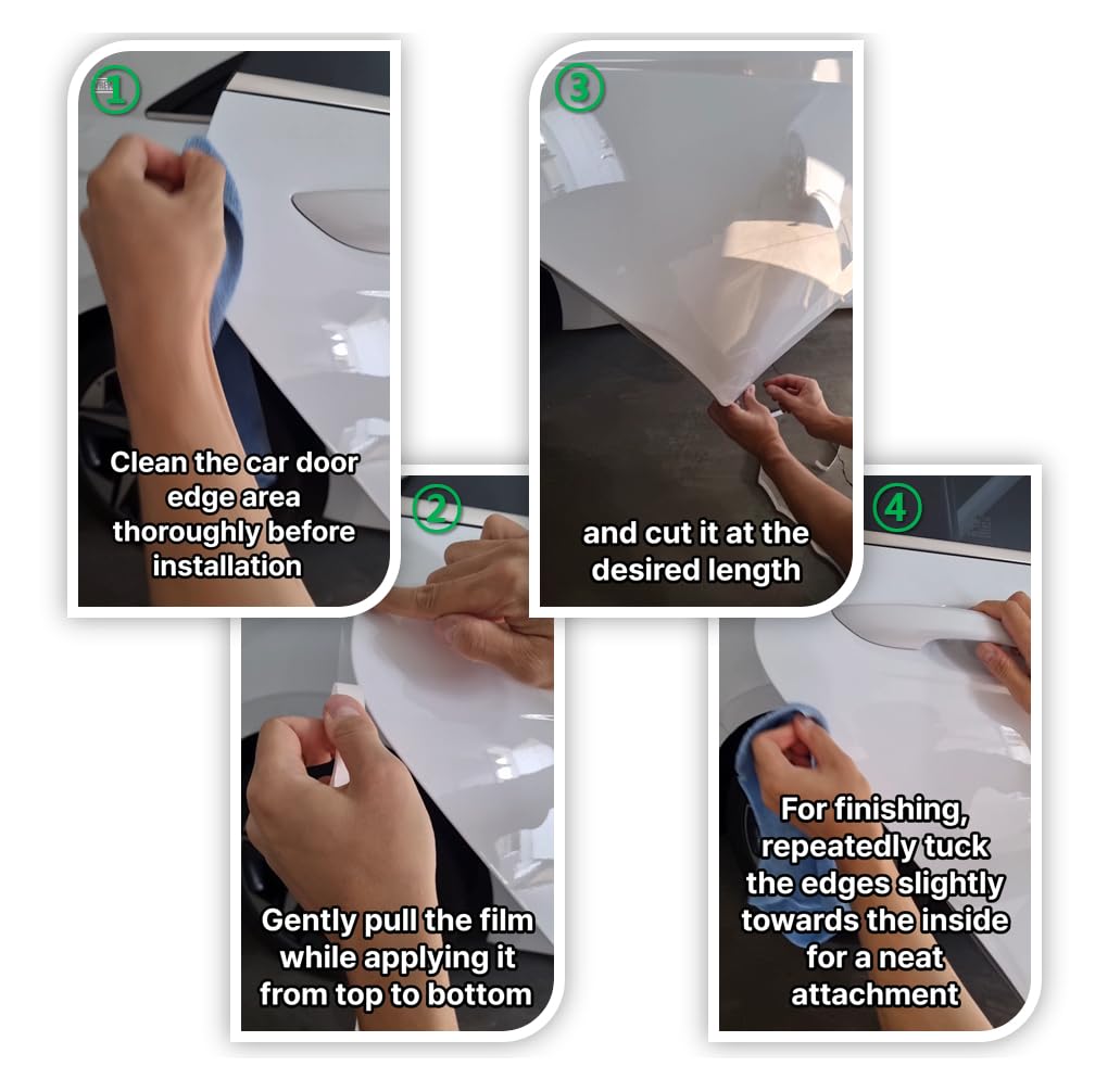 3M-4Doors Car Door Edge/Entry Protector/Sticker/Guard, 3M-Ppf(Paint Protection Film), Clear(Transparent), Anti Scratch, Universa