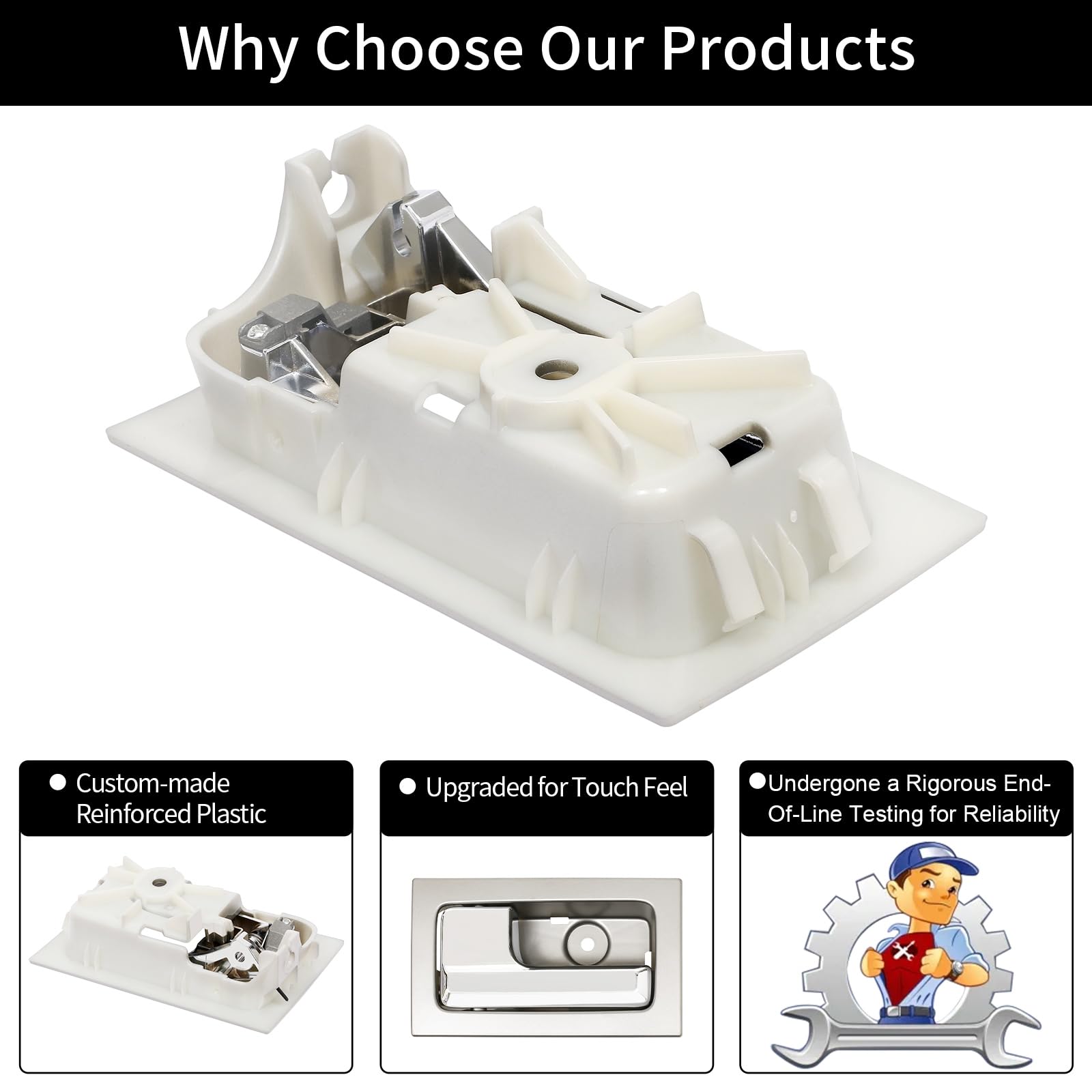 Gledewen Chrome Interior Door Handle for 2009-2014 Ford F150, Left Driver Side, Gray Housing, CL3Z-1522601-GA, 9L3Z-