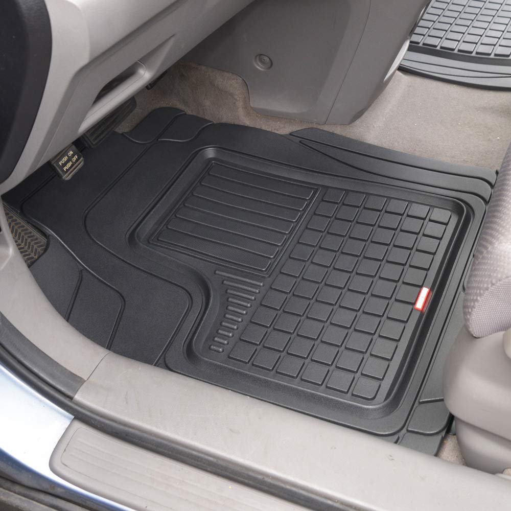 BDK Performance FlexTough 5-Piece Front & Rear Rubber Car Floor Mats & Cargo Liner For Cars SUVs Trucks Vans, All-Weather Heavy