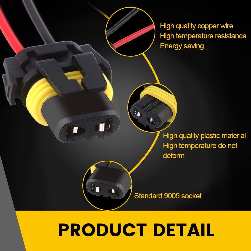 Qasim 9005 9006 Hb3 Hb4 Female Adapter Wiring Harness Sockets Wire For Headlights, Fog Lights Connector (Pack Of 4)
