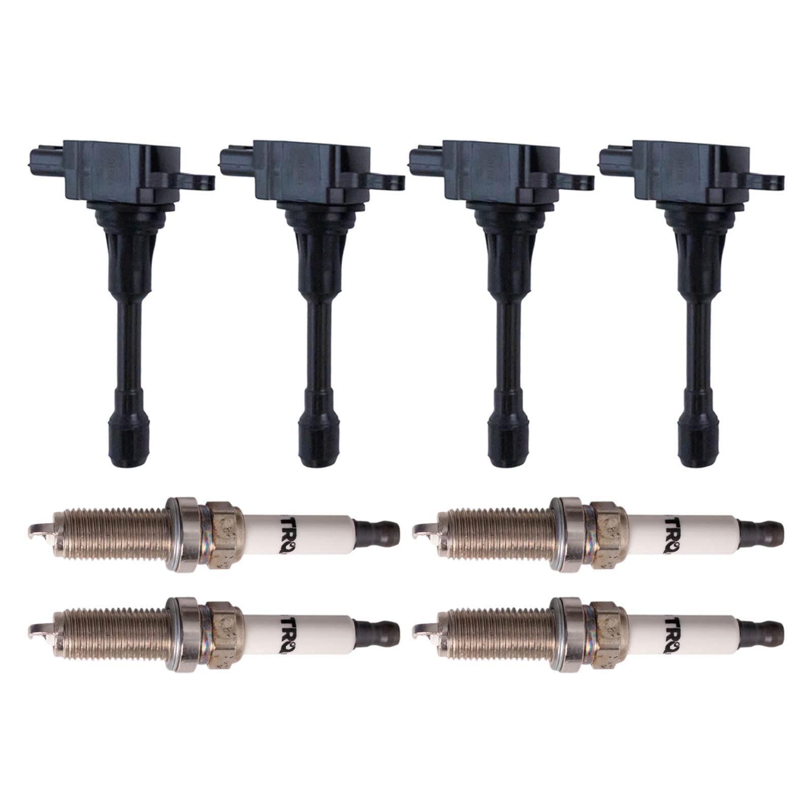 TRQ Ignition Kit Ignition Coil Set Spark Plugs Compatible with 14-15 INFINITI 07-21 Nissan