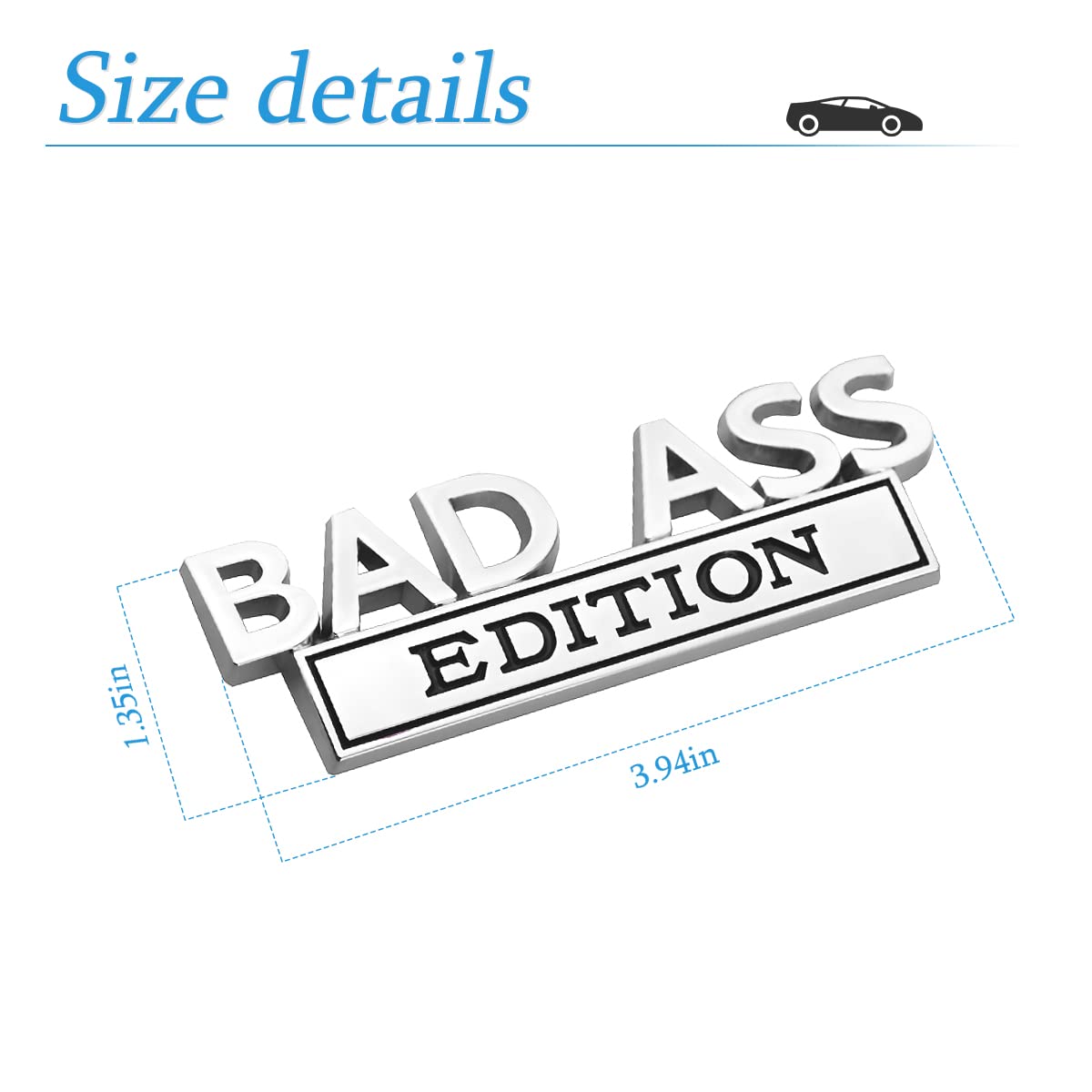 Car Bad Ass Edition Emblem, 3D Fender Badge Decal Car Sticker With 3M Adhesive, Auto Accessories For Tailgate Front Grille Hood Trunk, Car Replacement Compatible With Motorcycle Suv Truck