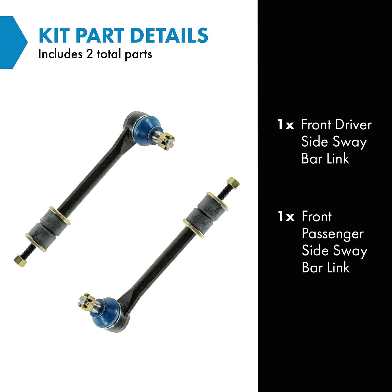 Trq Front Sway Bar Stabilizer Link Set Compatible With 1991-2000 Chevrolet C3500 1985-1999 P30 Gmc P3500