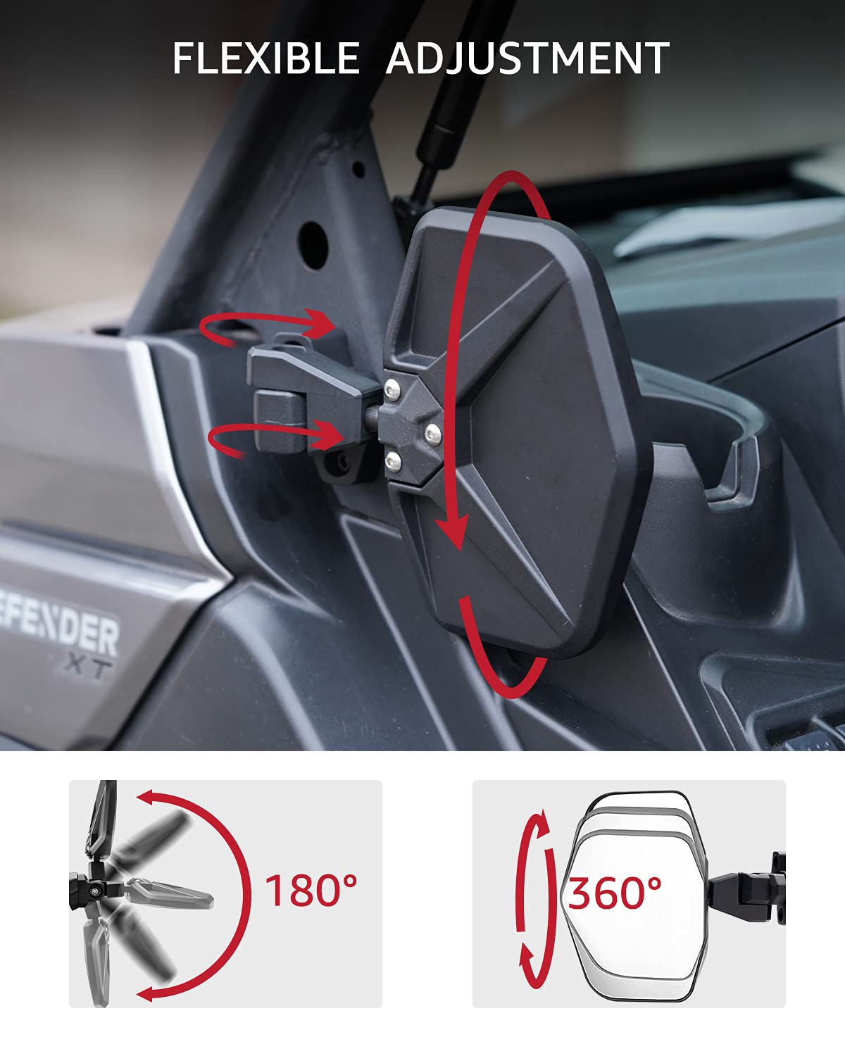 A & Utv Pro Defender Side View Mirrors Compatible With Can-Am Defender Defender Max 2016-2024 Hd5 Hd8 Hd9 Hd10 Limted,Adjustable Break Away Rear View Mirrors,Replace Oem #715002459, Not For Full Door
