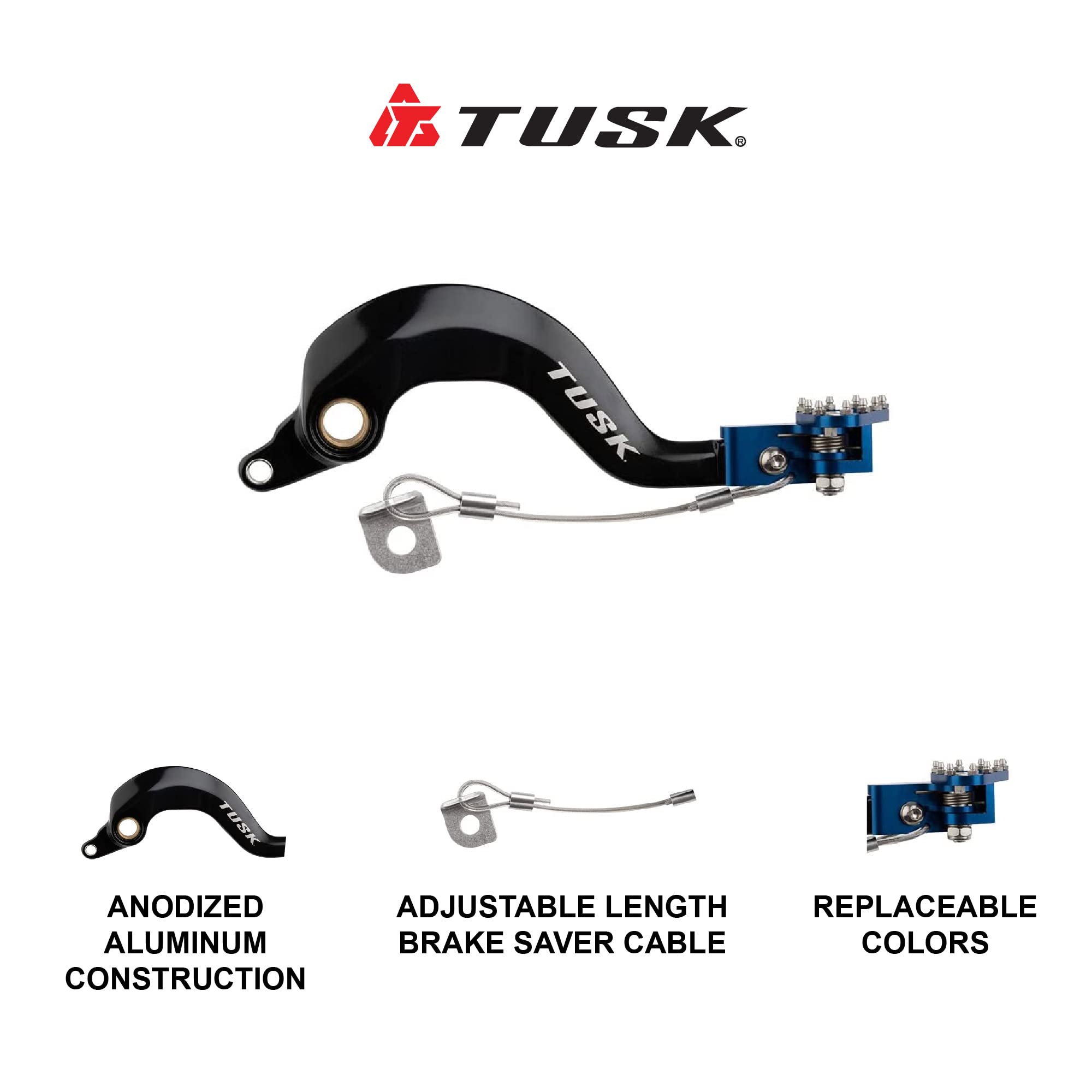 Tusk Aluminum Brake Pedal Blue Tip For Yamaha Yz250 1997-2022