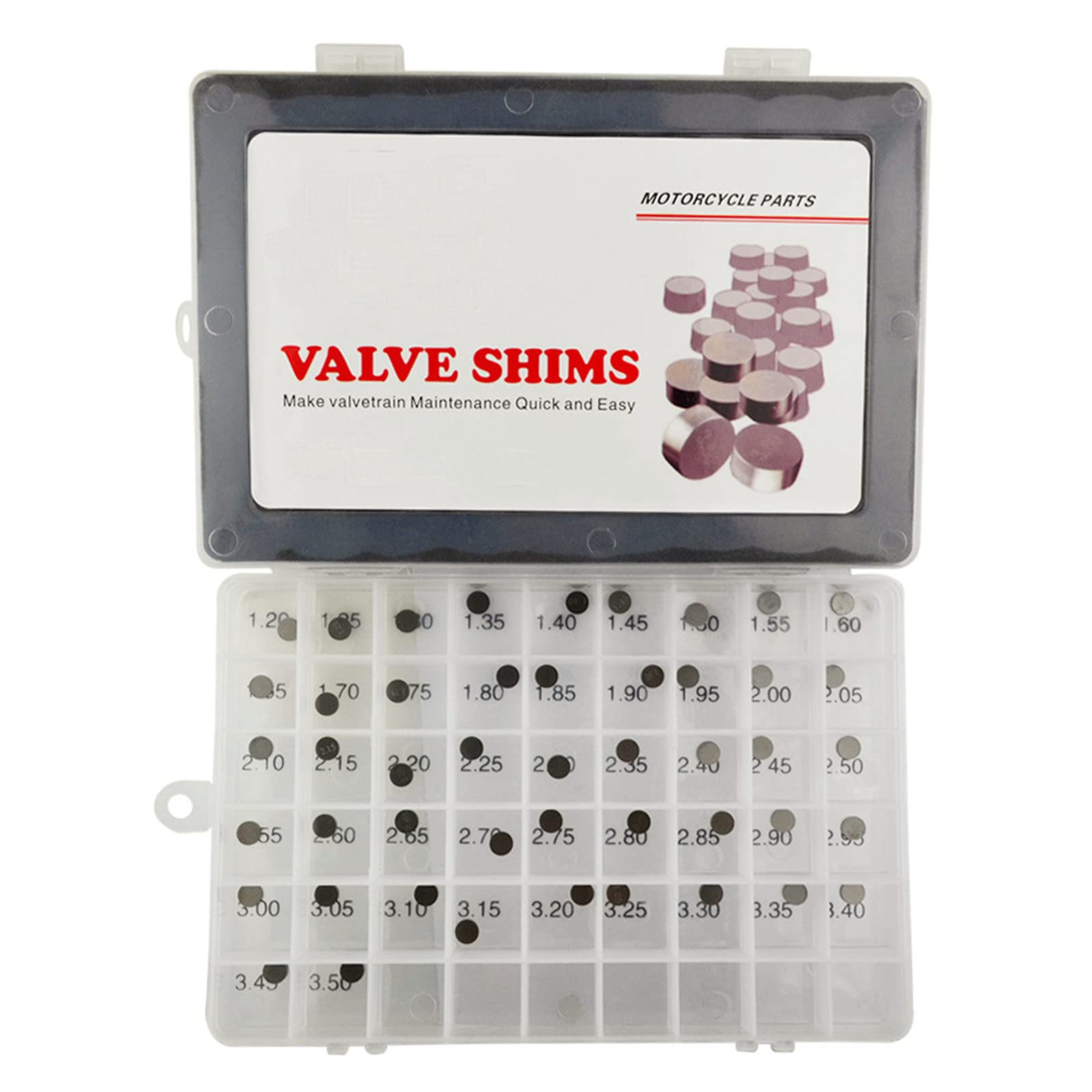 LCGLY 7.48mm O.D. Adjustable Valve Shim Kit 1.20mm-3.50mm Thick Fit for Yamaha YZ250F 2001-2012/Kawasaki KLX300R 1997-2005 KX250