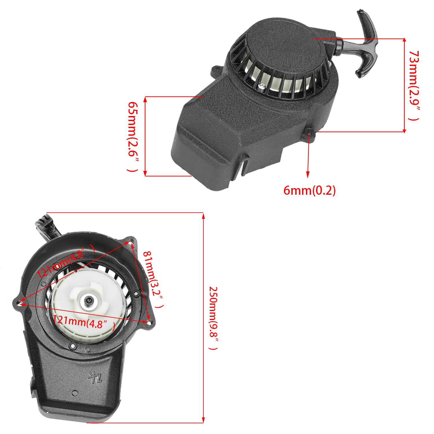 Hiaors Alloy Recoil Pull Starter For 47Cc 49Cc 50Cc 2 Stroke Syx Moto Holeshot Ssr Sx50 Coolster Qg50 Mototec Demon Xpro Hawk Drx Kids Mini Dirt Bike Apex Cagllari Pocket Rocket Bike Quad Atv Parts